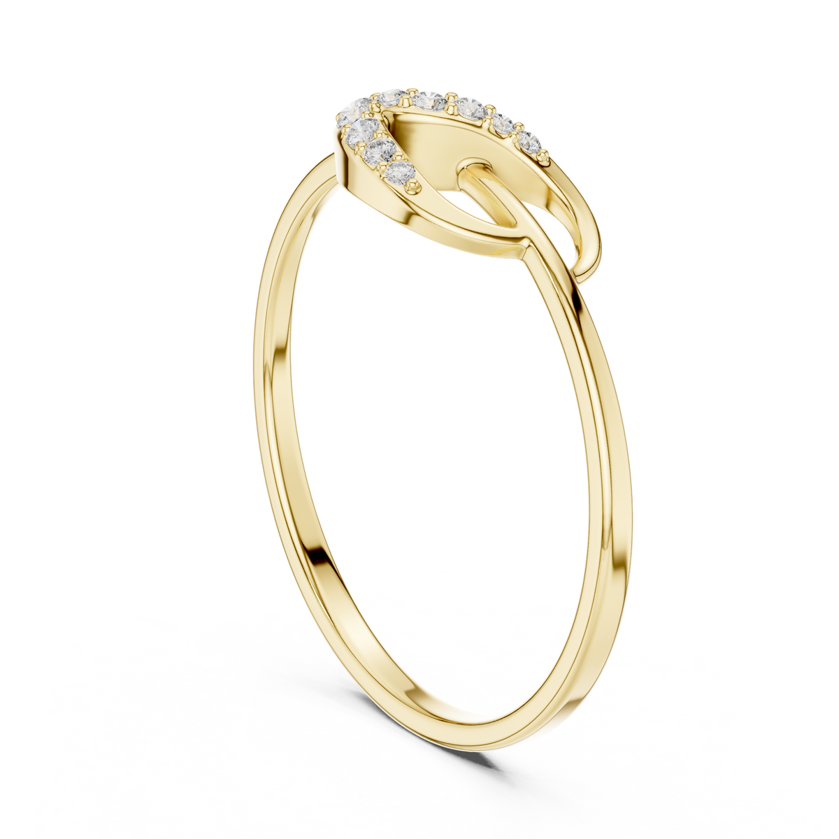 Luxury Curved Diamond Designer Ring in 14KT Gold