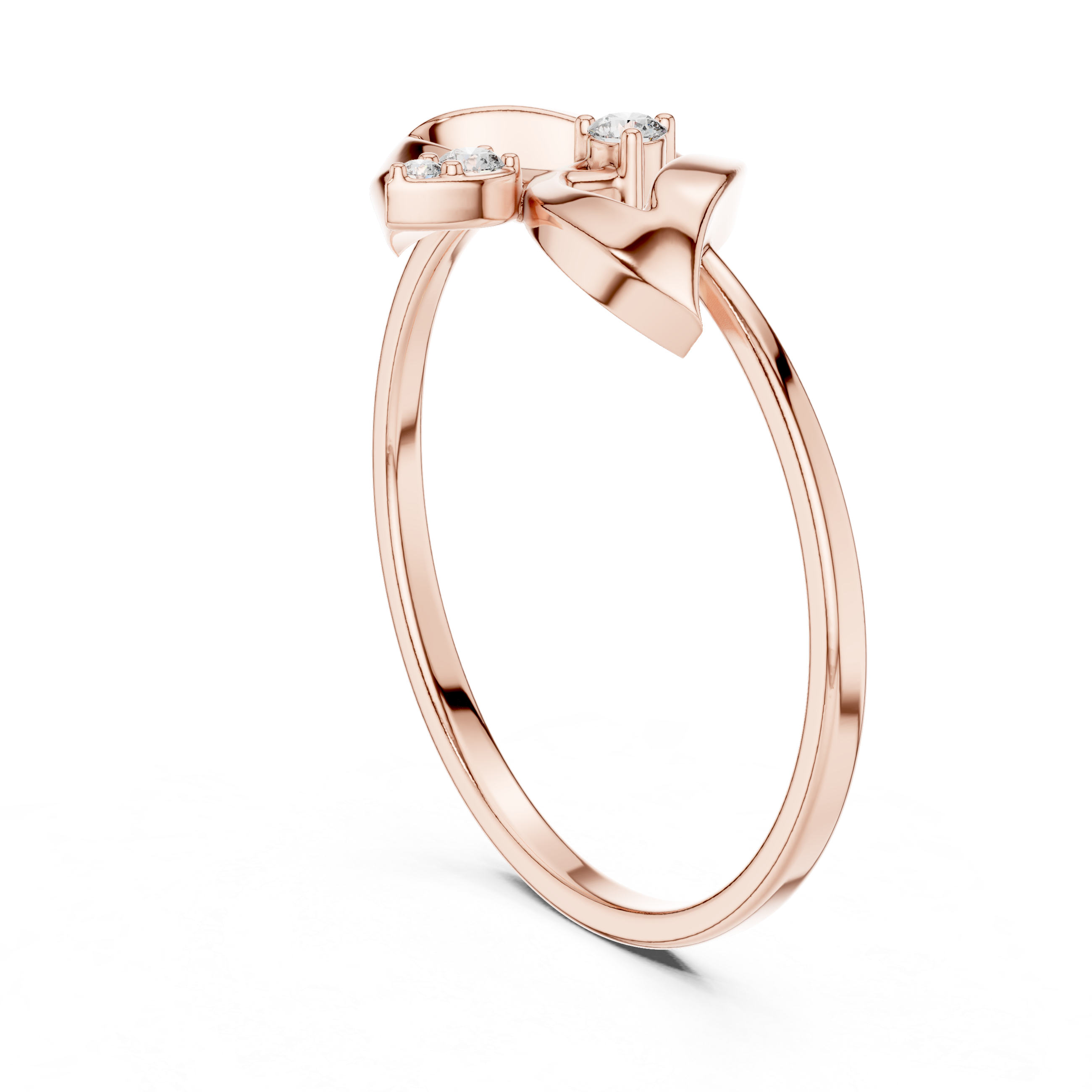 Elegant Three-Stone Diamond Designer Ring in 14KT Gold