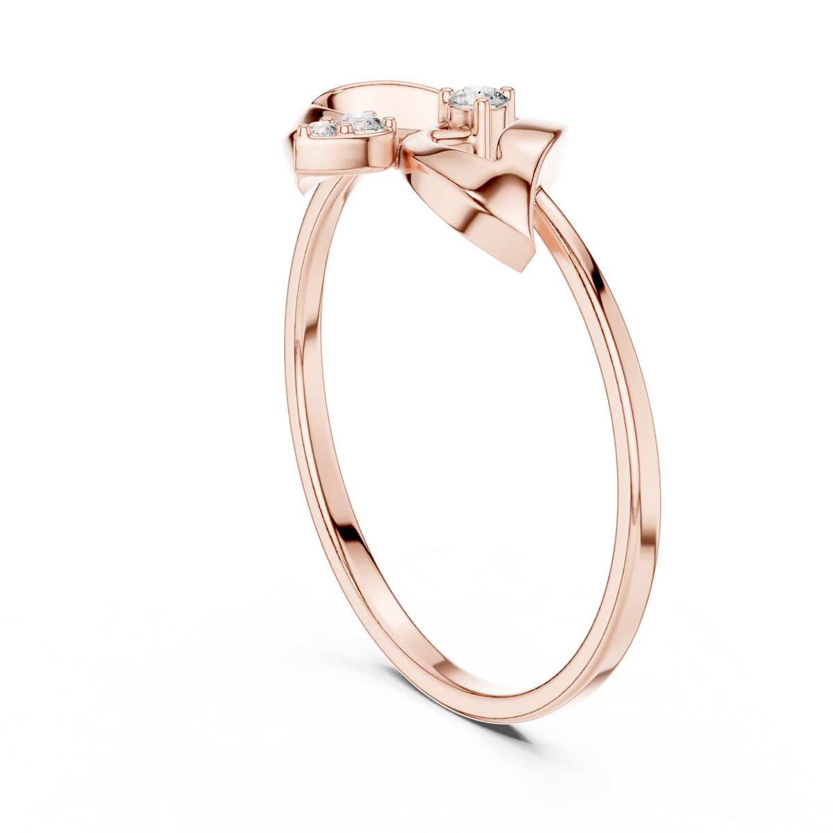 Elegant Three-Stone Diamond Designer Ring in 14KT Gold