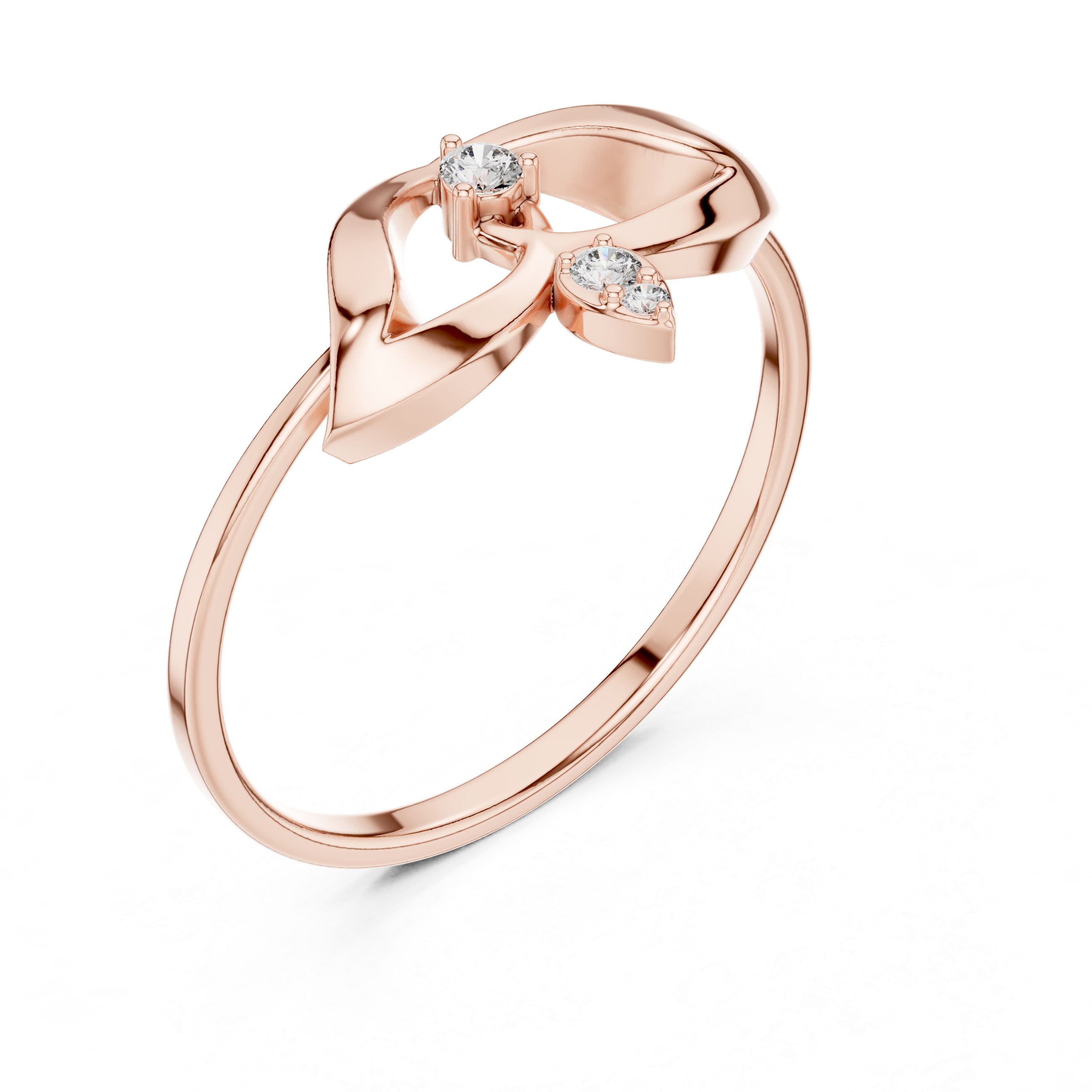 Elegant Three-Stone Diamond Designer Ring in 14KT Gold