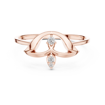 Elegant Three-Stone Diamond Designer Ring in 14KT Gold