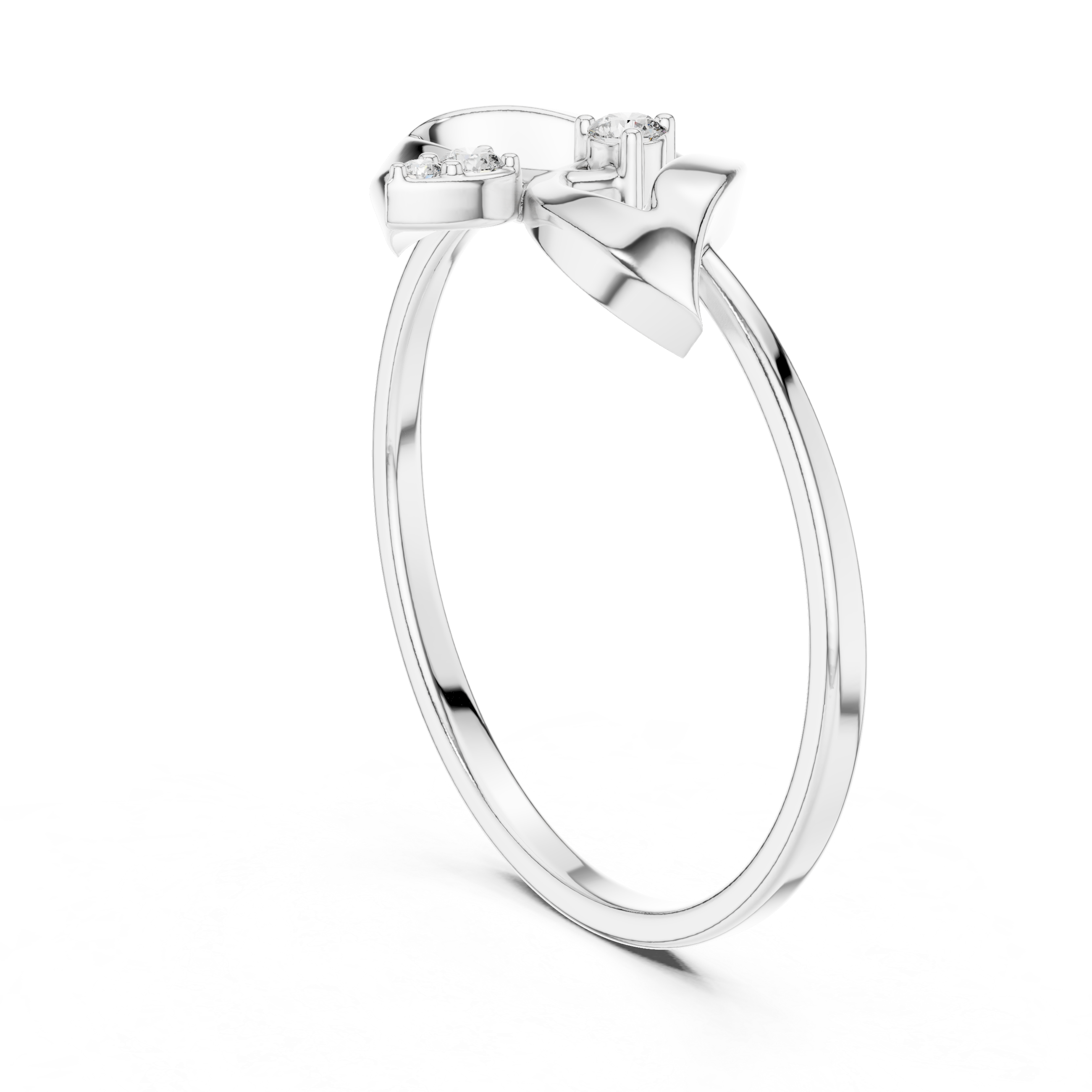 Elegant Three-Stone Diamond Designer Ring in 14KT Gold