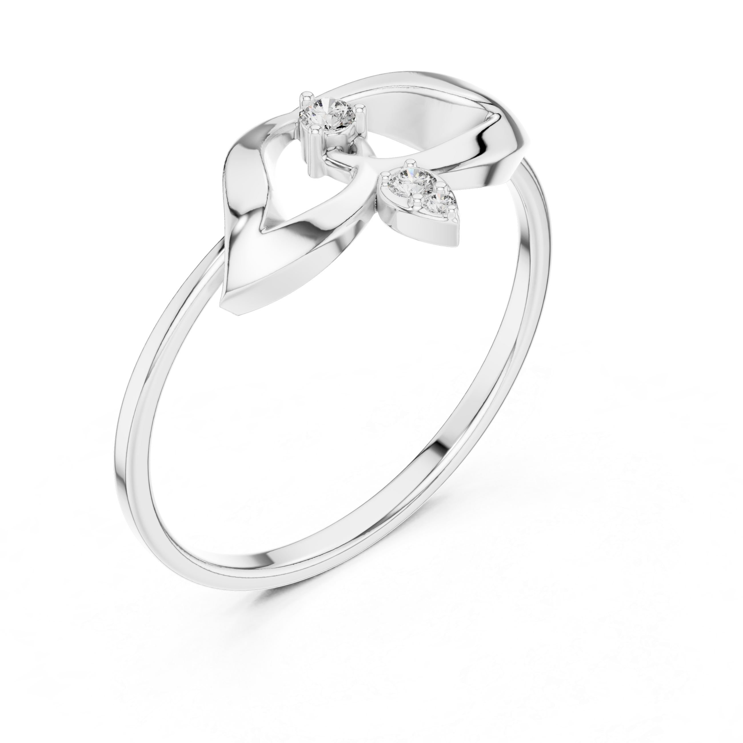 Elegant Three-Stone Diamond Designer Ring in 14KT Gold