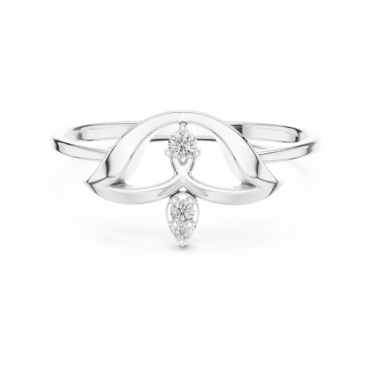 Elegant Three-Stone Diamond Designer Ring in 14KT Gold