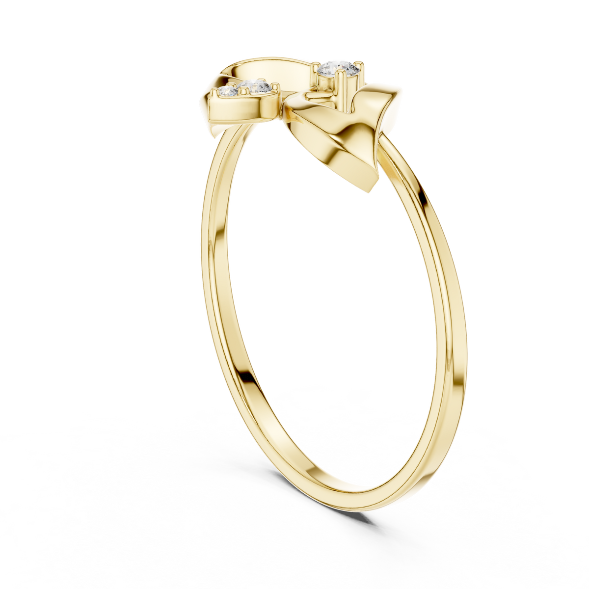 Elegant Three-Stone Diamond Designer Ring in 14KT Gold