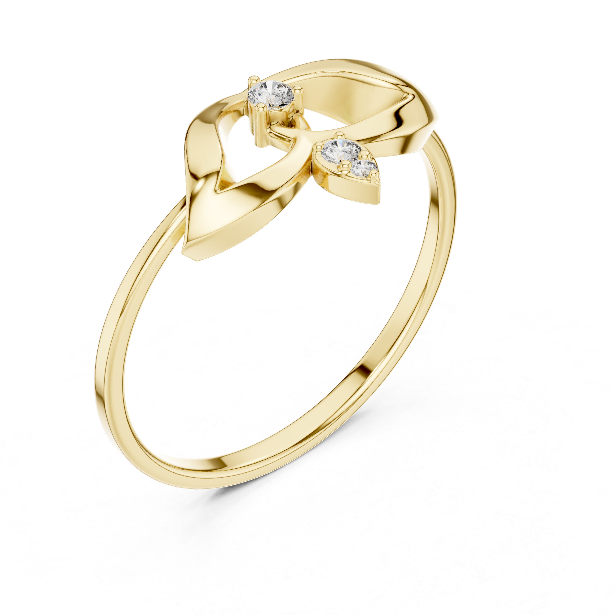 Elegant Three-Stone Diamond Designer Ring in 14KT Gold