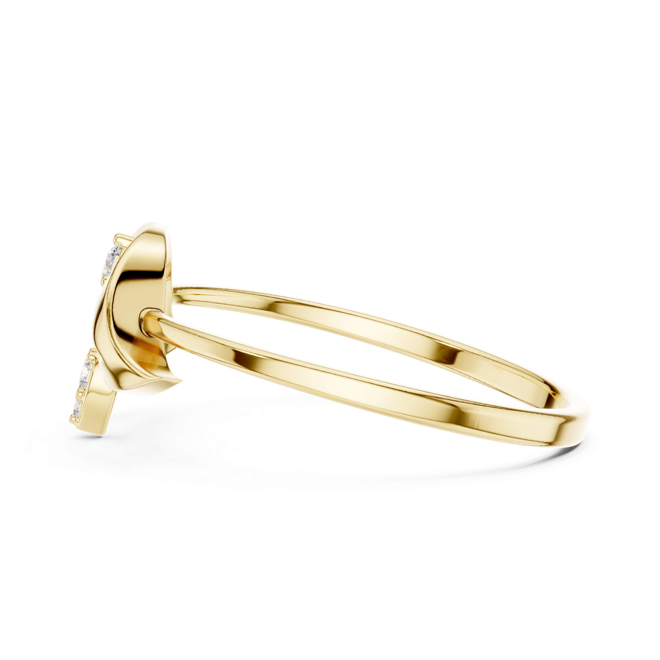 Elegant Three-Stone Diamond Designer Ring in 14KT Gold
