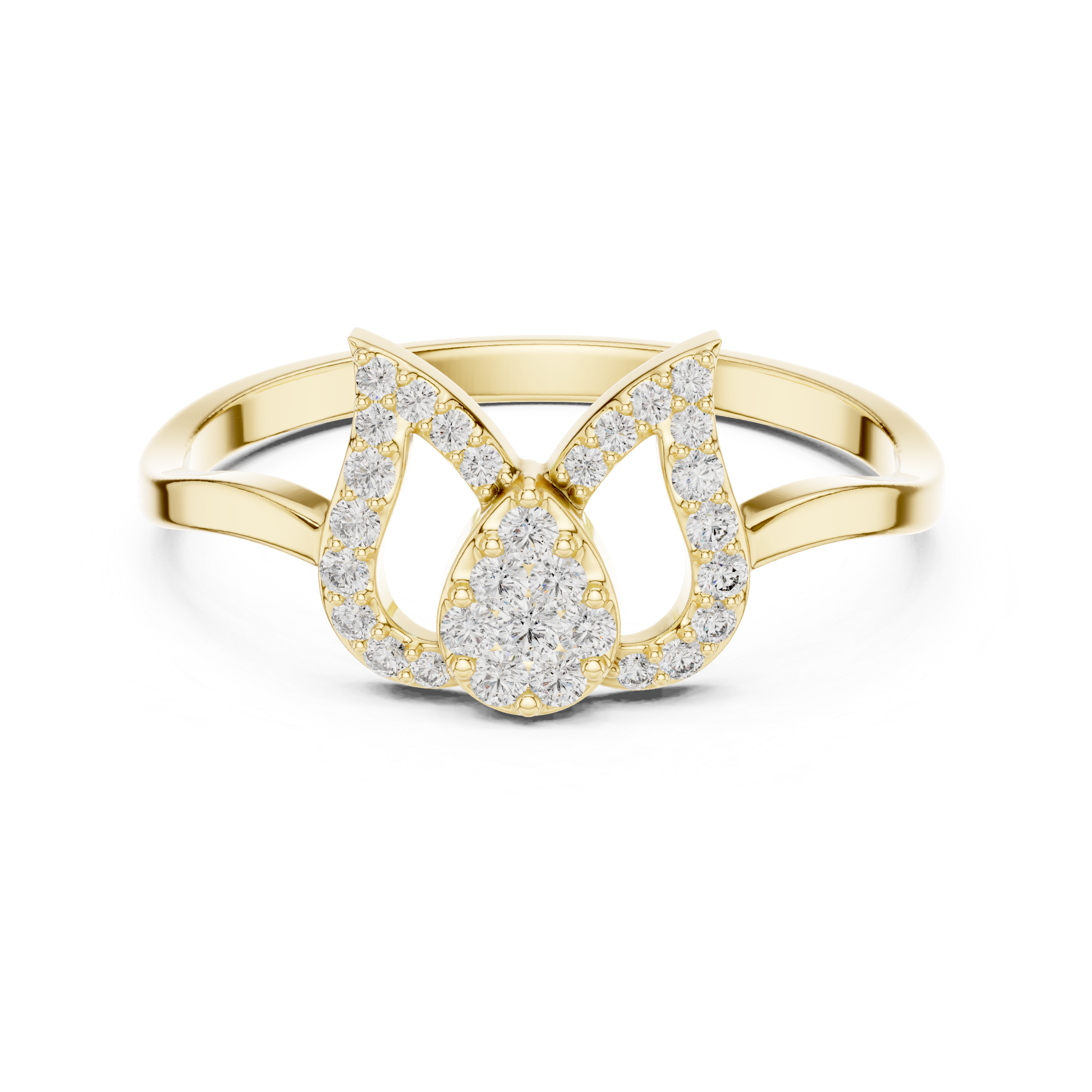 Luxury Lotus Diamond Designer Ring in 14KT Gold