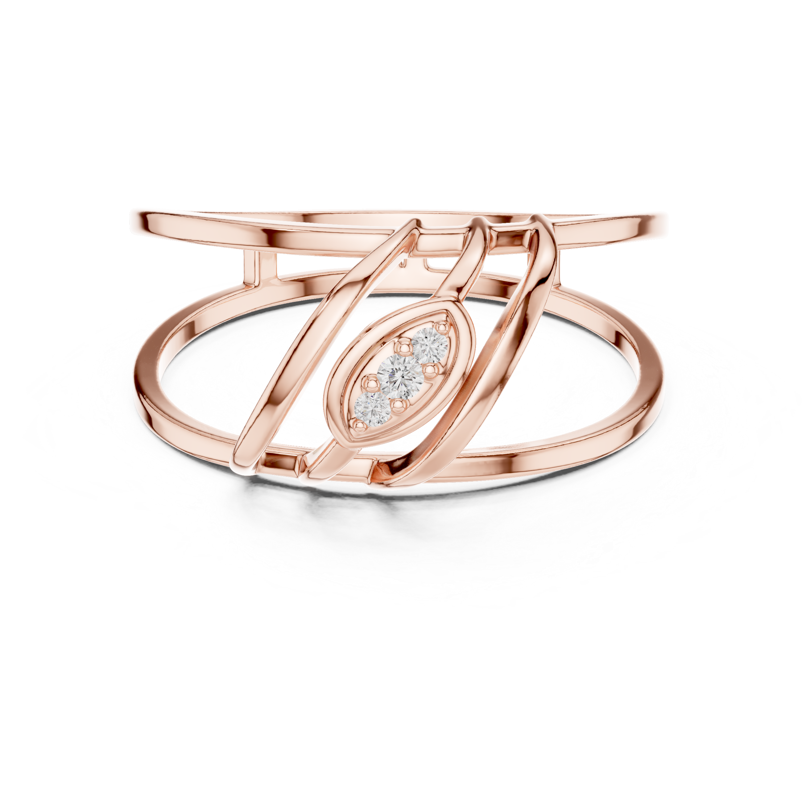 Elegant Three-Stone Diamond Gold Designer Engagement Ring