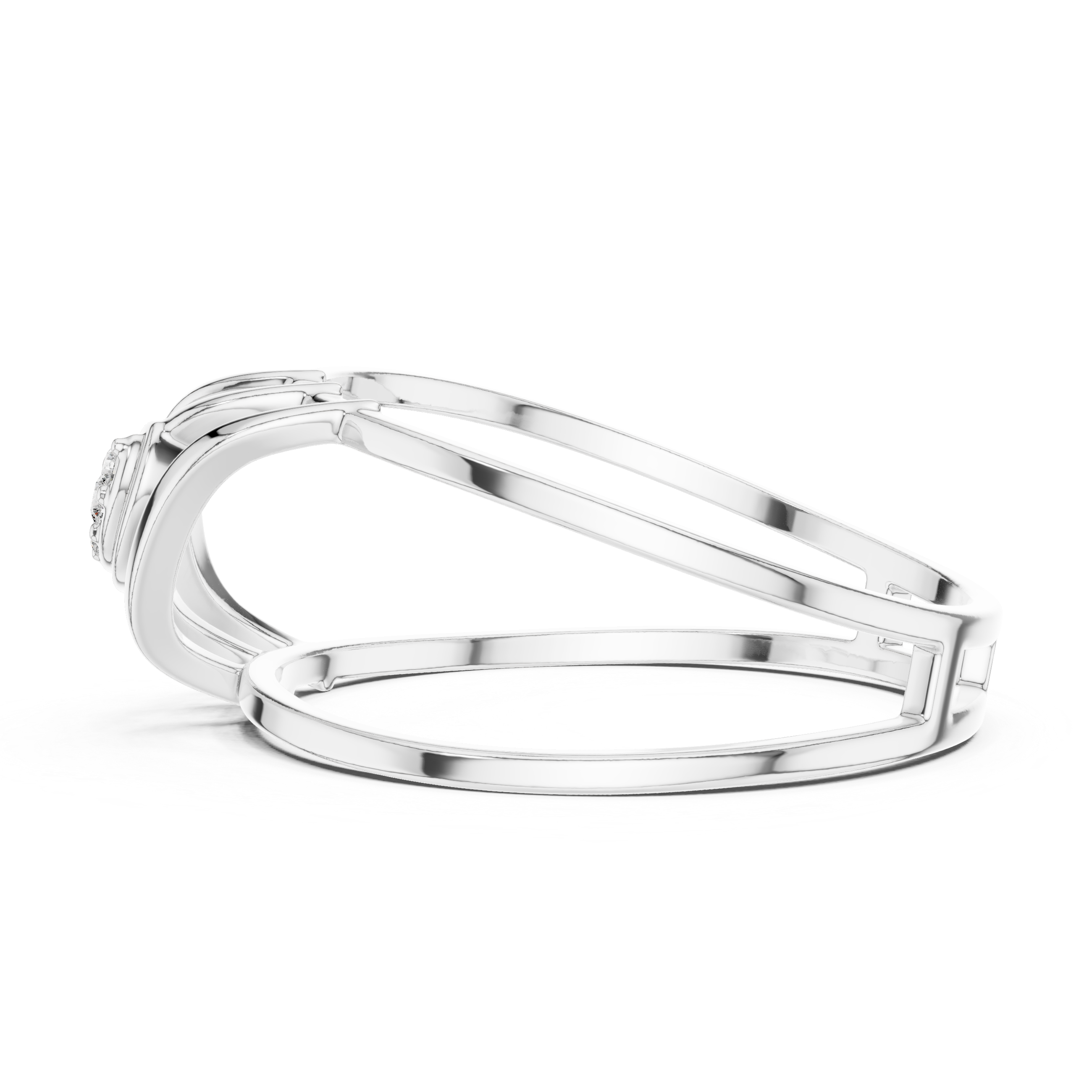 Elegant Three-Stone Diamond Gold Designer Engagement Ring