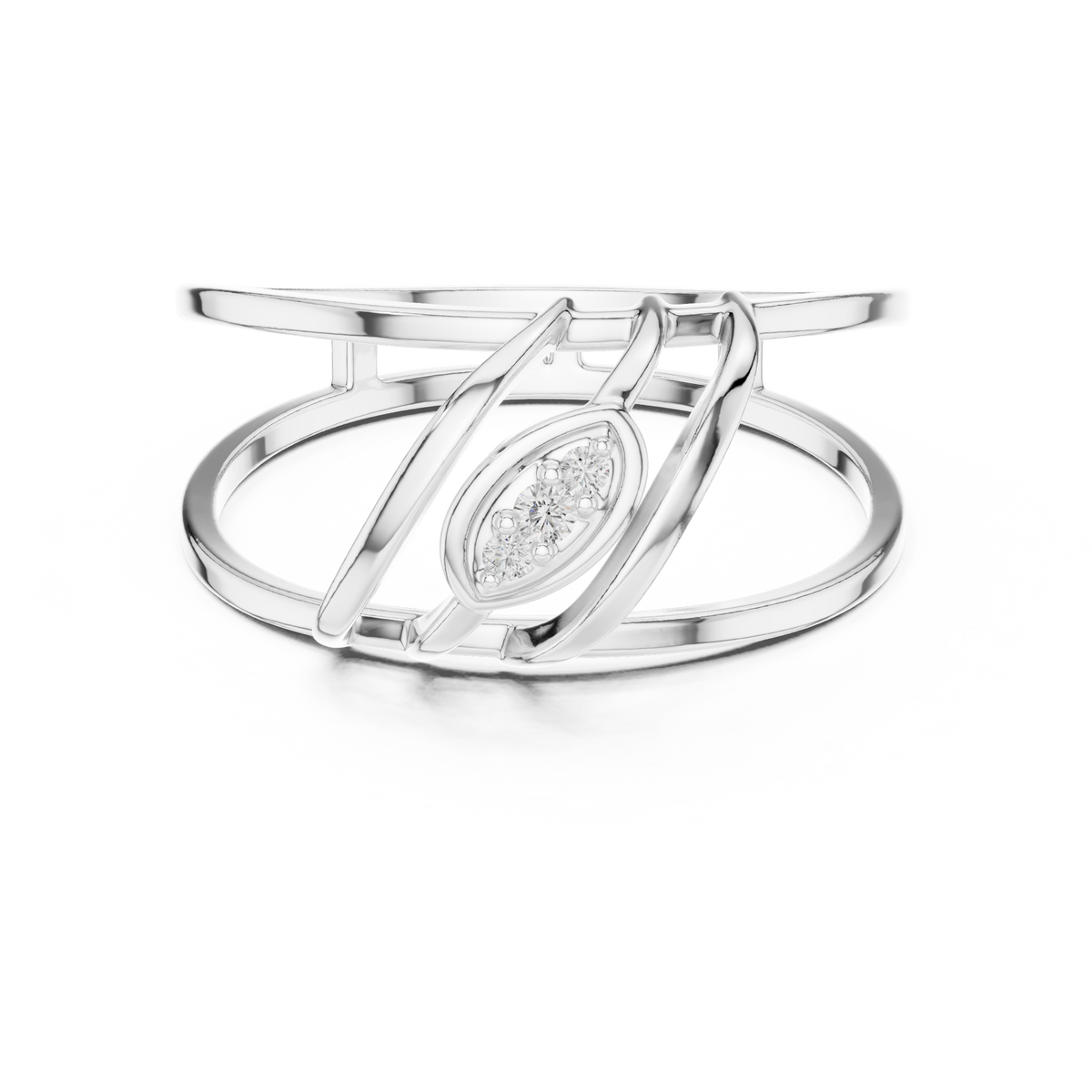 Elegant Three-Stone Diamond Gold Designer Engagement Ring