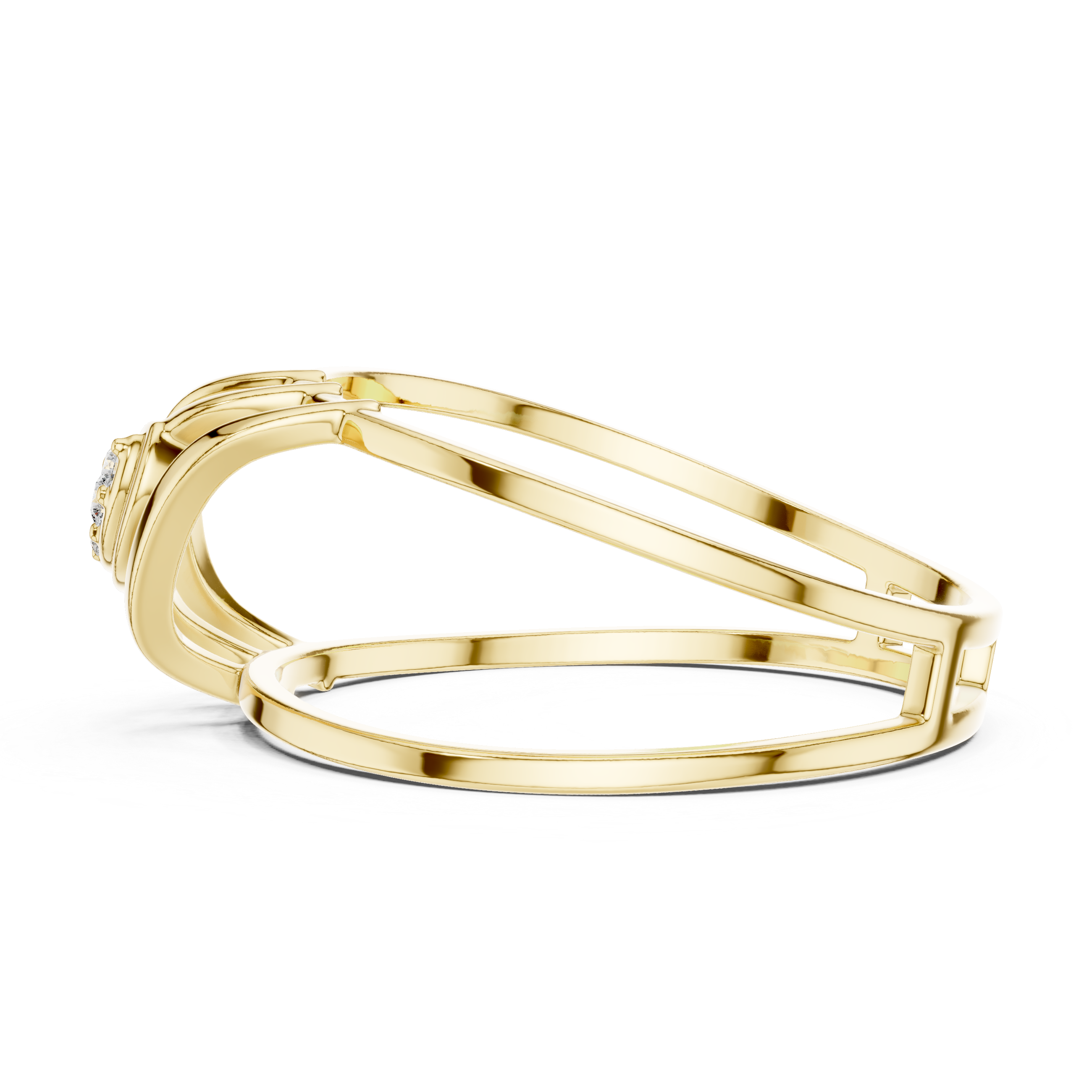 Elegant Three-Stone Diamond Gold Designer Engagement Ring