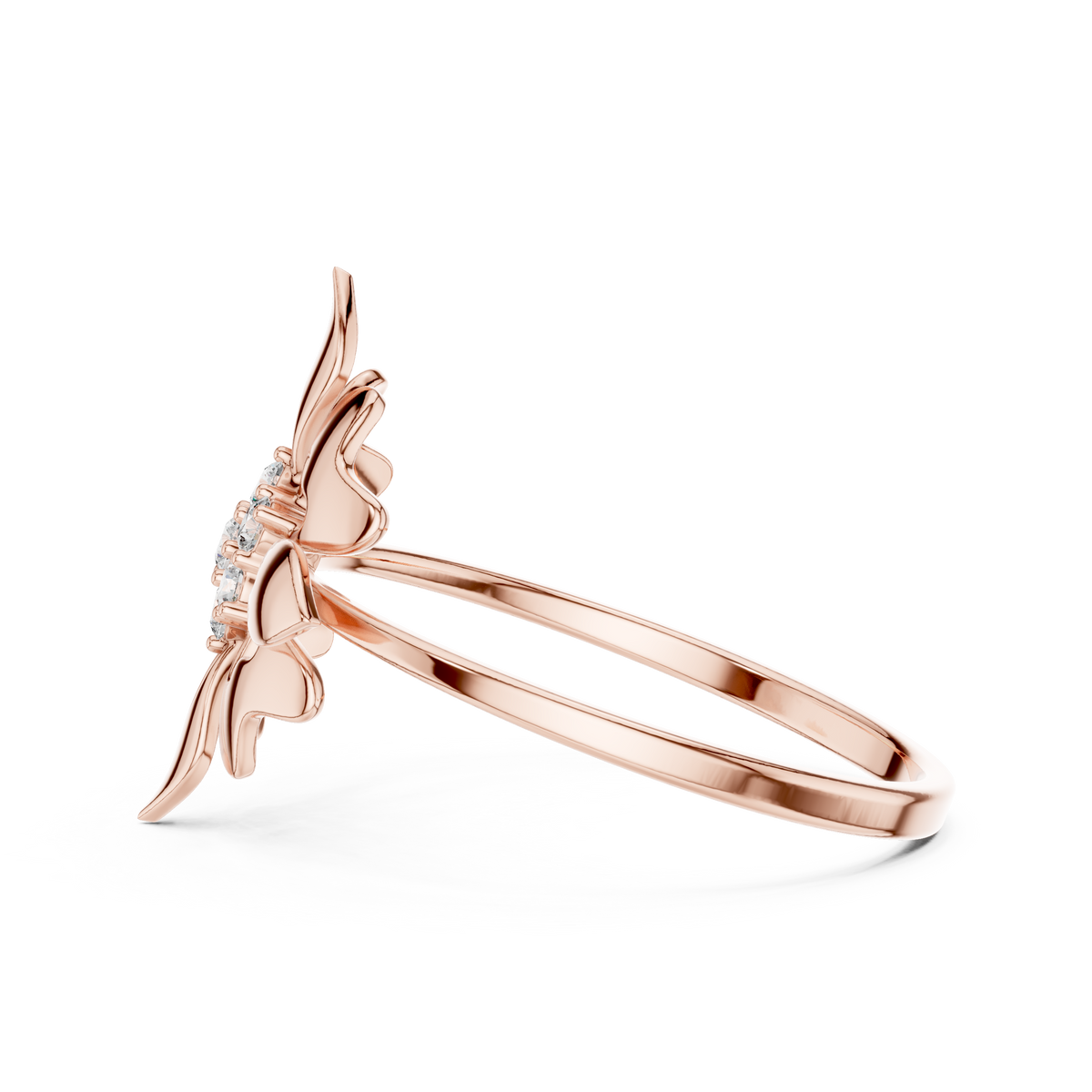 Luxury Floral Diamond Ring in Solid Gold Finish