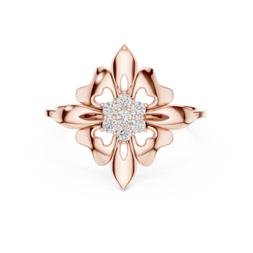 Luxury Floral Diamond Ring in Solid Gold Finish