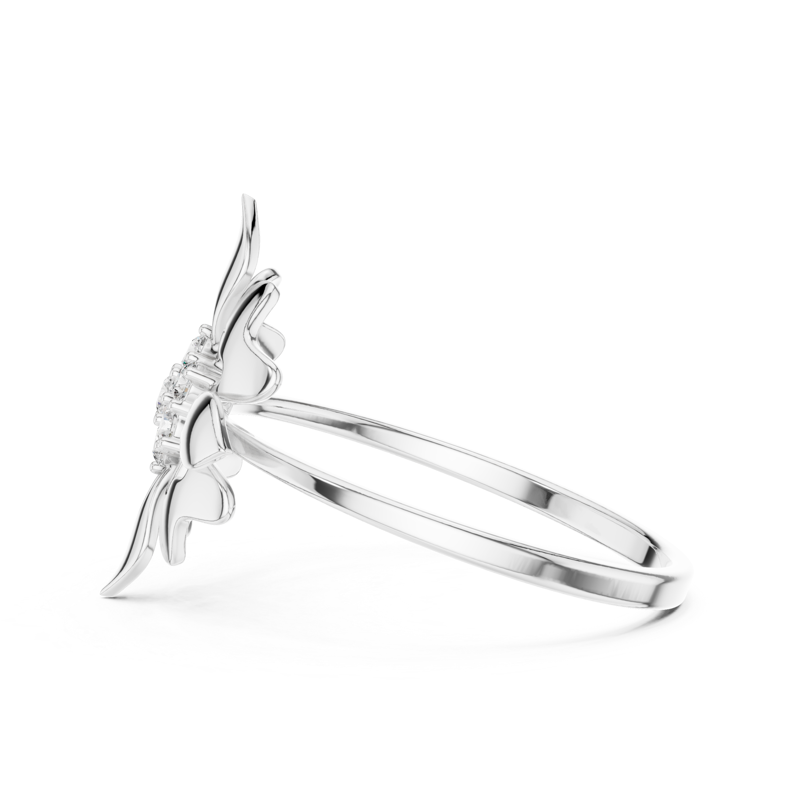 Luxury Floral Diamond Ring in Solid Gold Finish