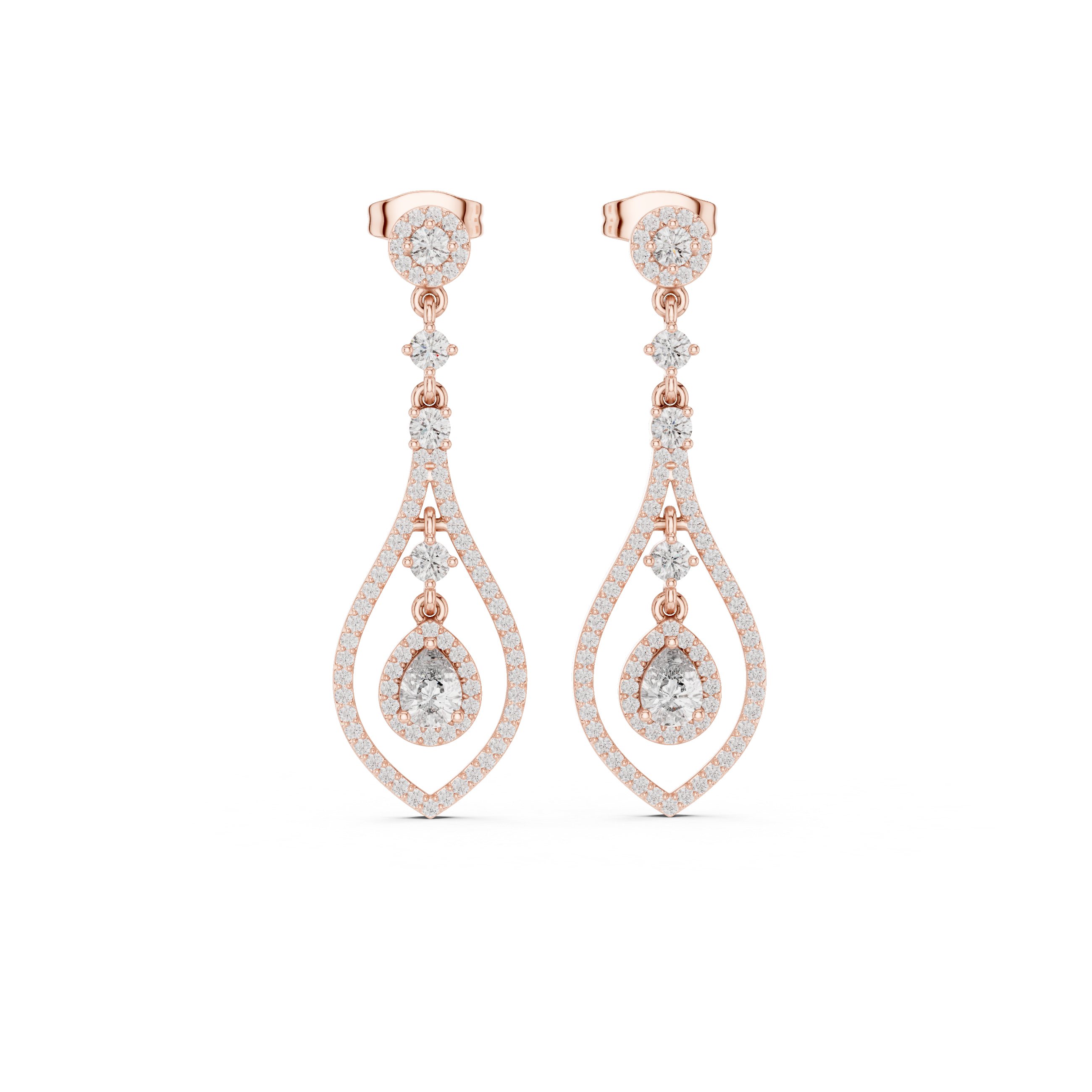 Luxury Diamond Tear Drop Earrings in 18K Gold