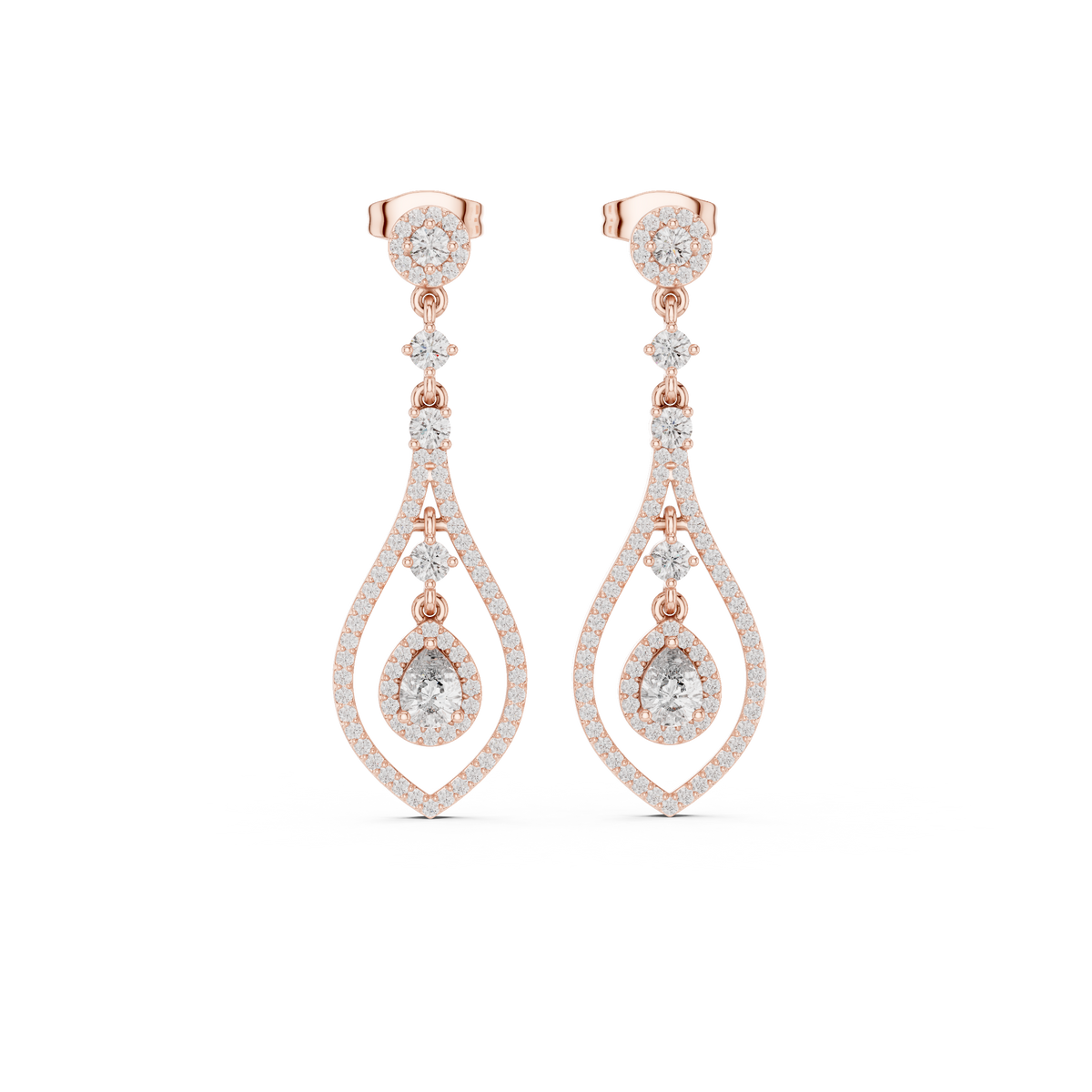 Luxury Diamond Tear Drop Earrings in 18K Gold