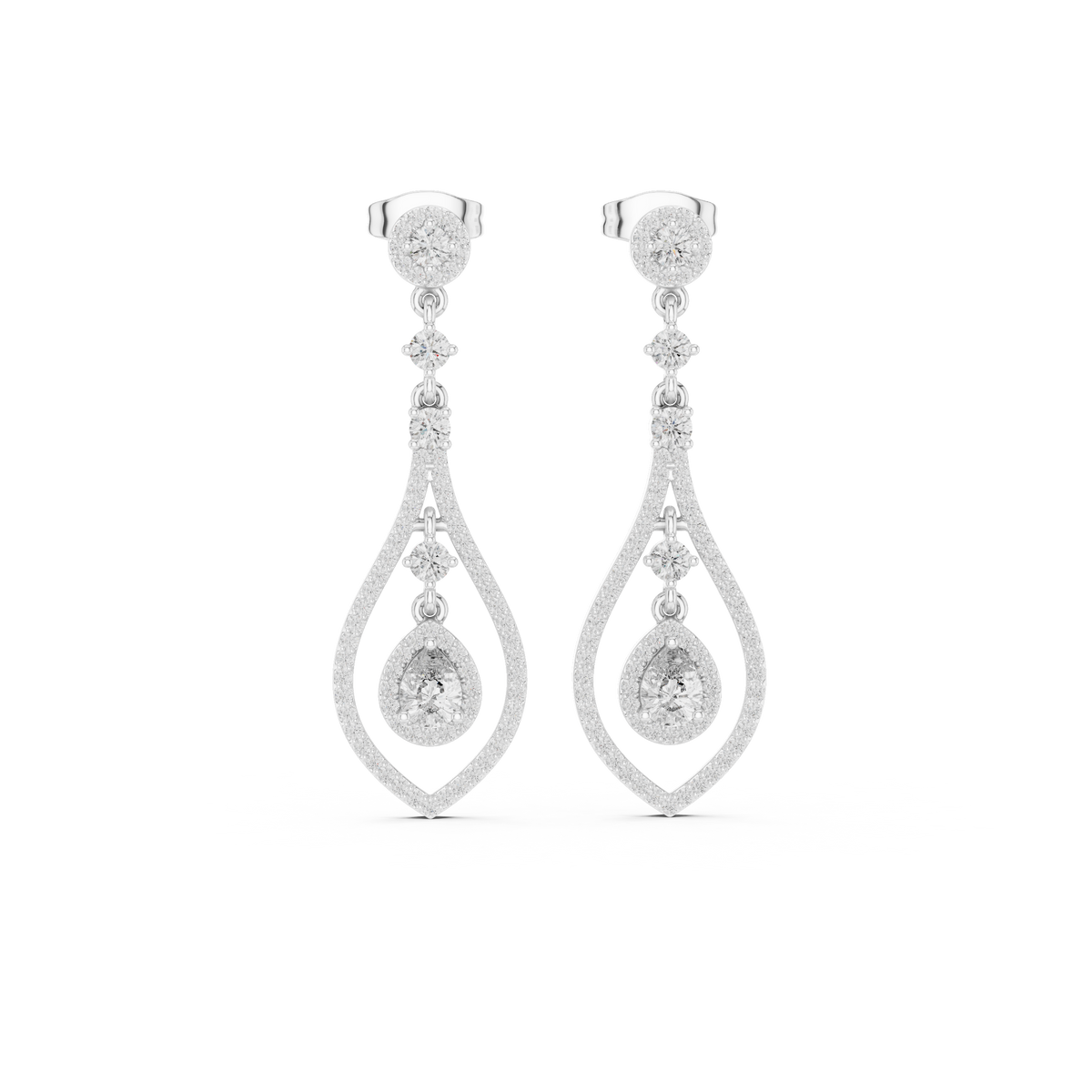 Luxury Diamond Tear Drop Earrings in 18K Gold