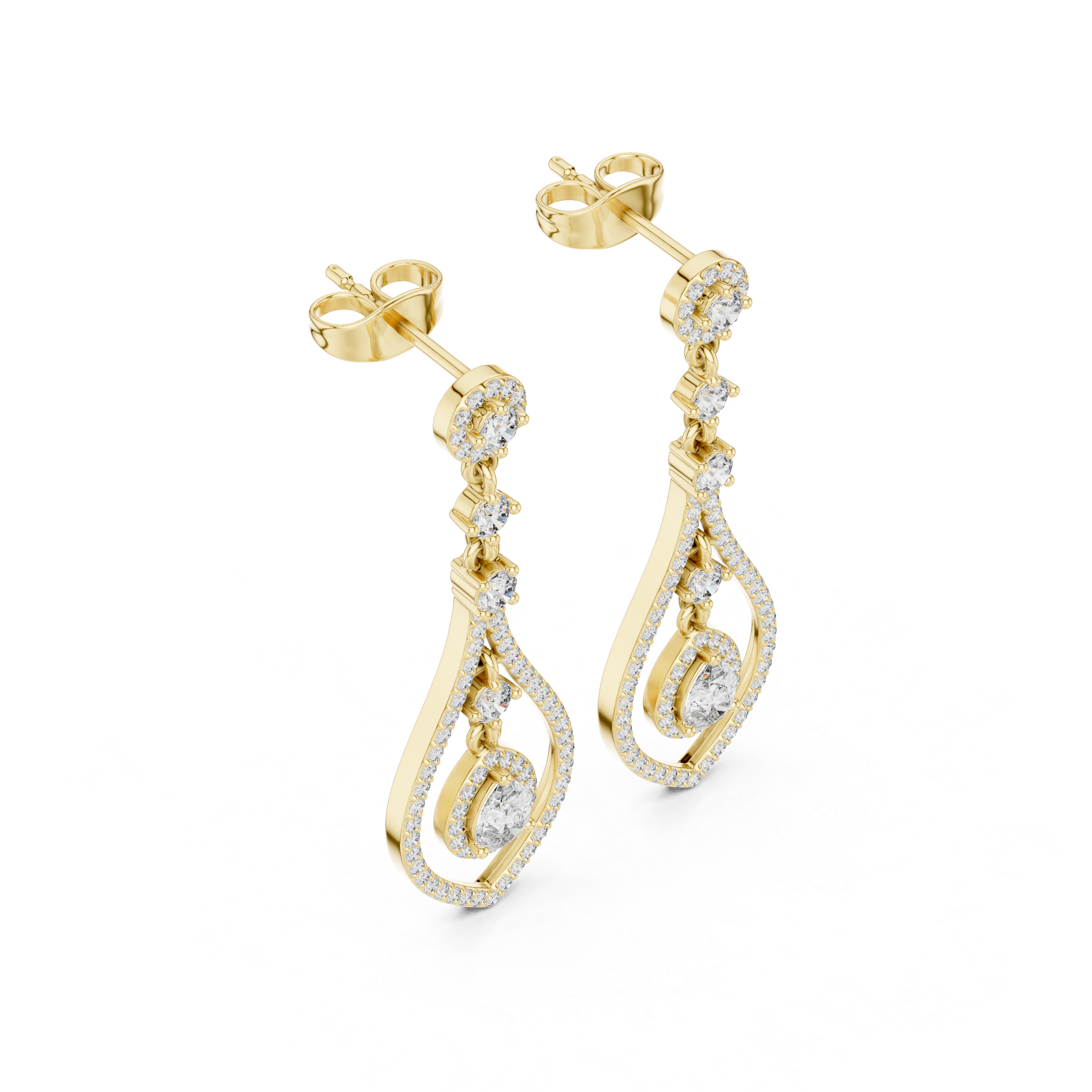 Luxury Diamond Tear Drop Earrings in 18K Gold