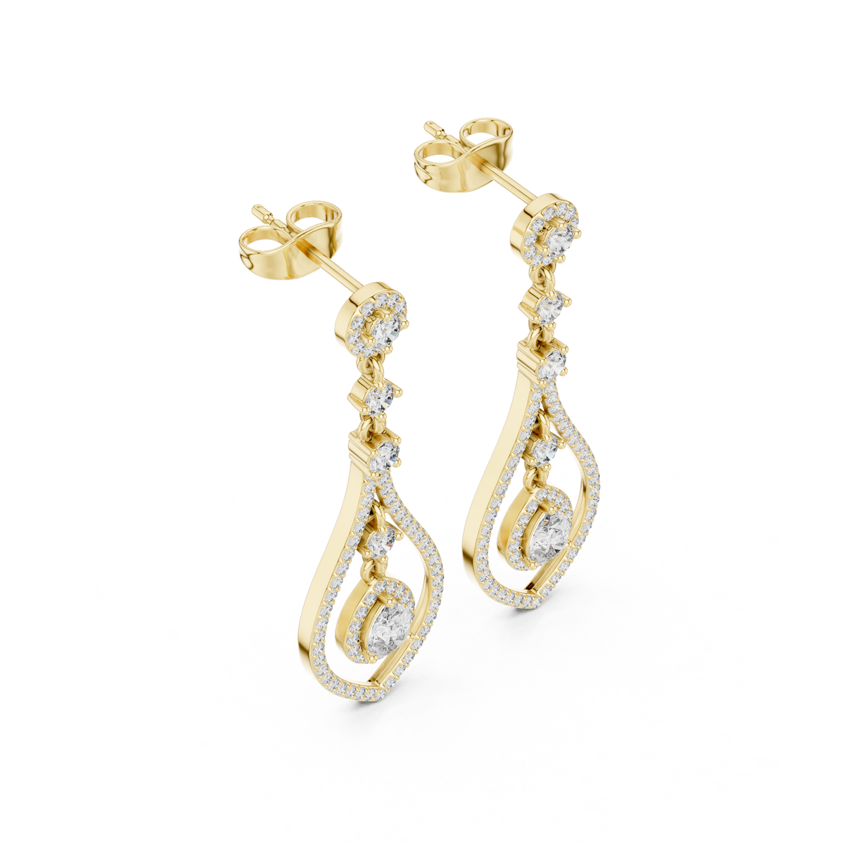 Luxury Diamond Tear Drop Earrings in 18K Gold