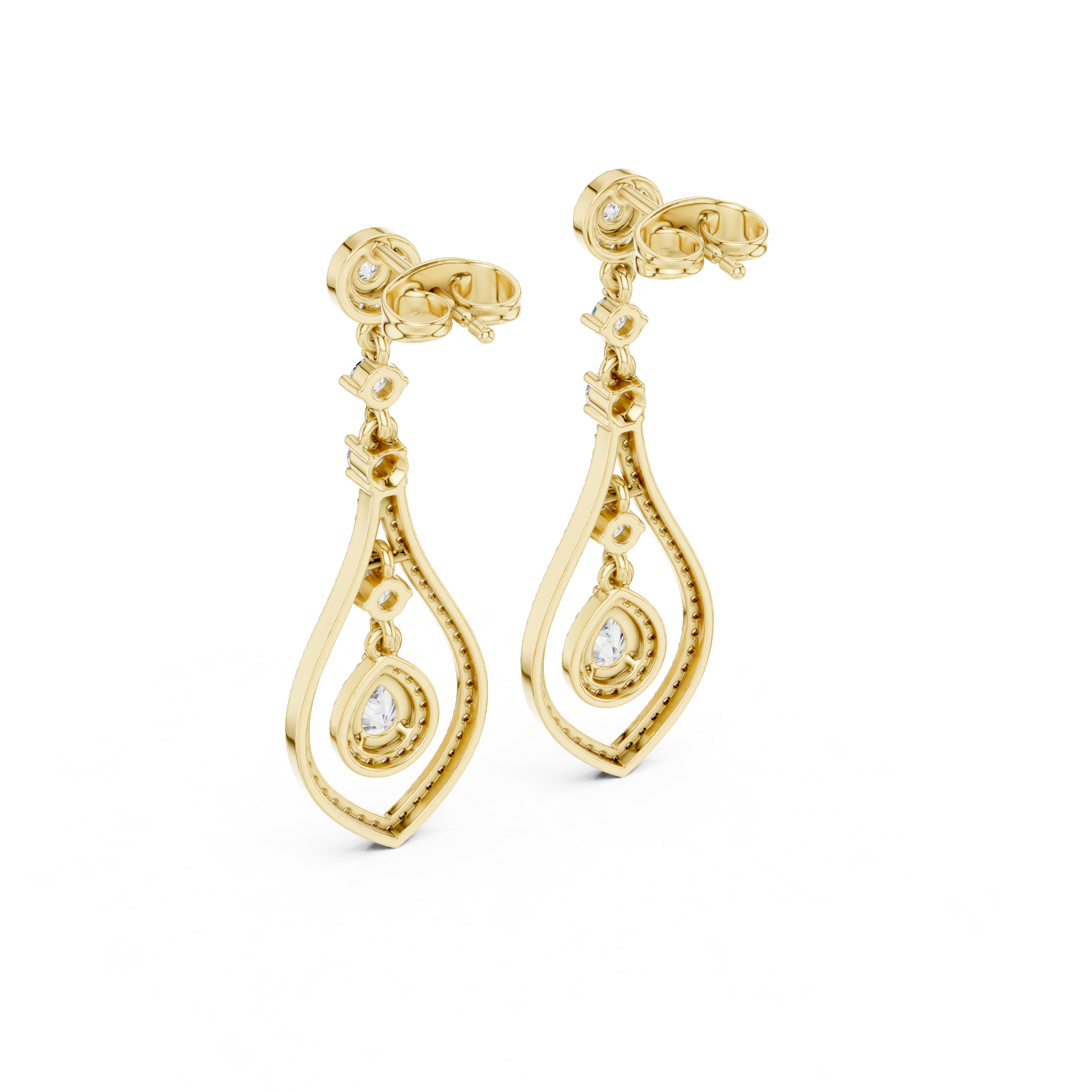 Luxury Diamond Tear Drop Earrings in 18K Gold