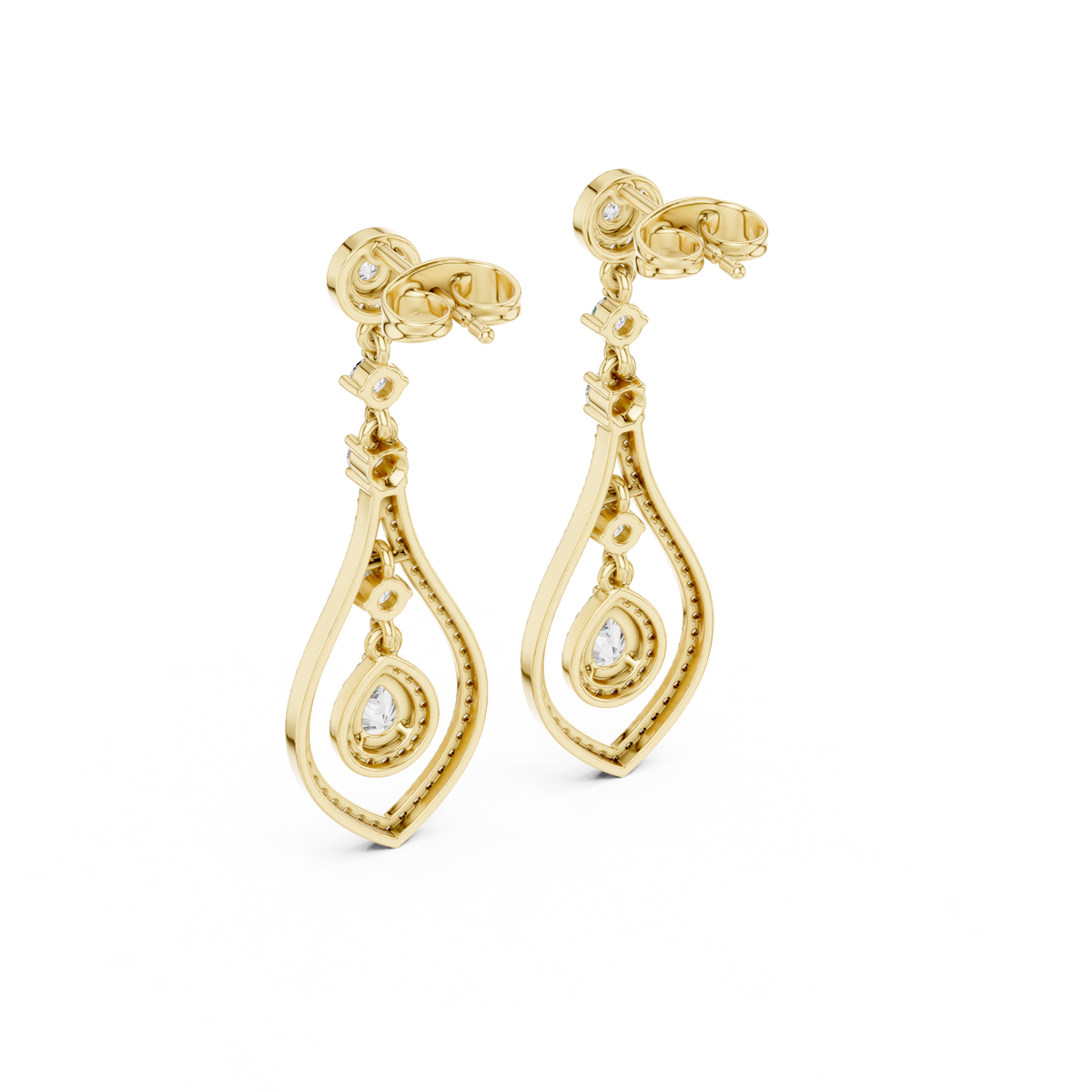 Luxury Diamond Tear Drop Earrings in 18K Gold