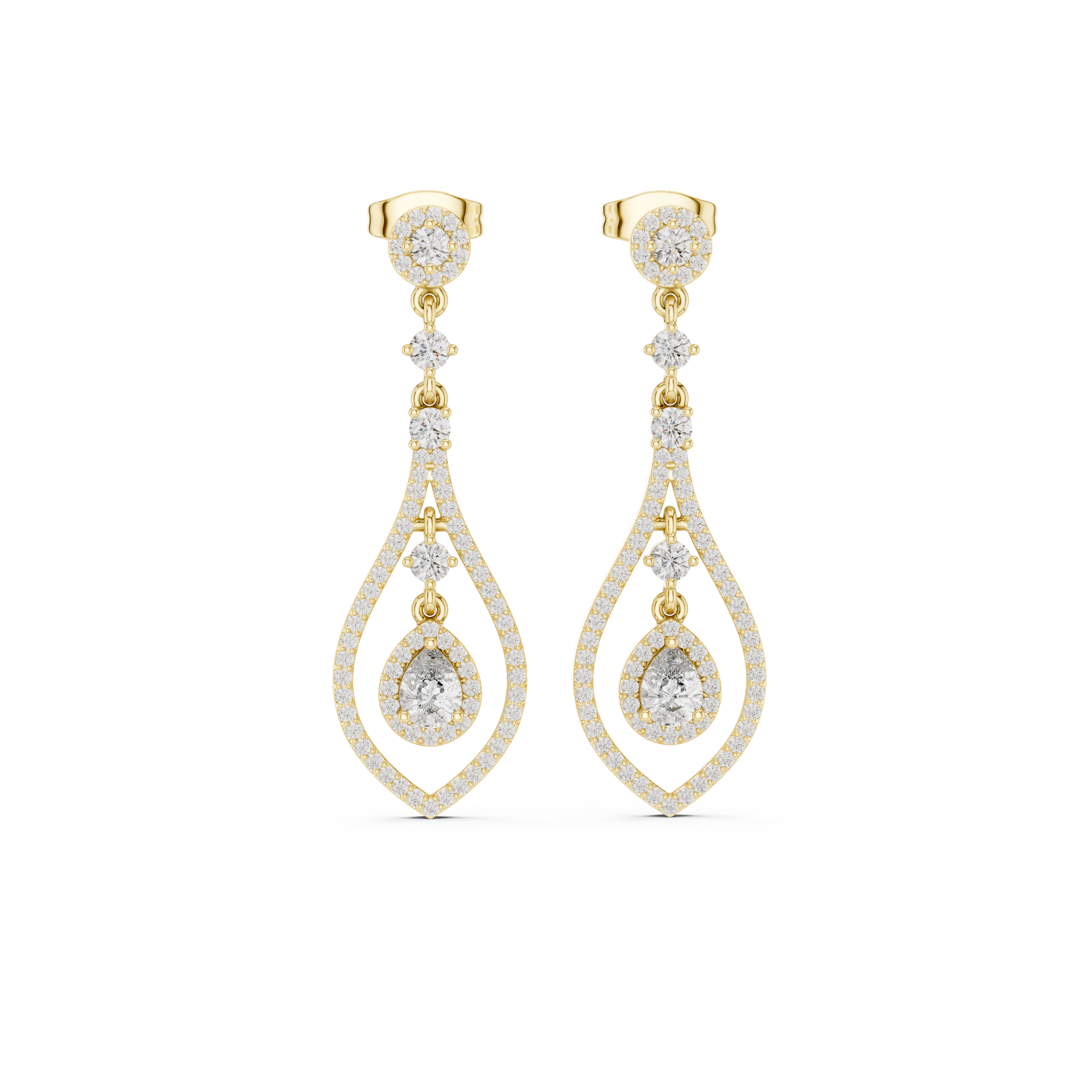 Luxury Diamond Tear Drop Earrings in 18K Gold