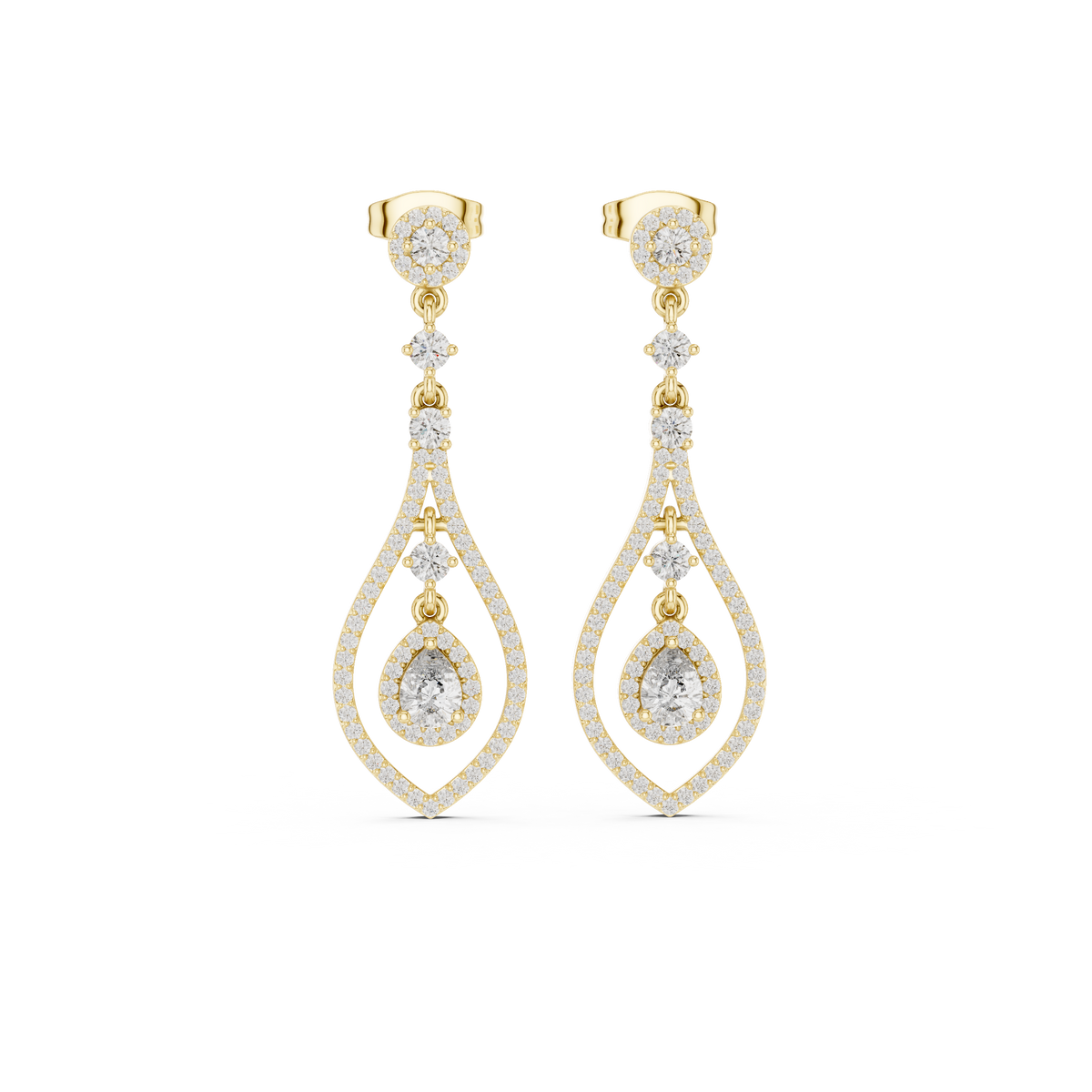 Luxury Diamond Tear Drop Earrings in 18K Gold