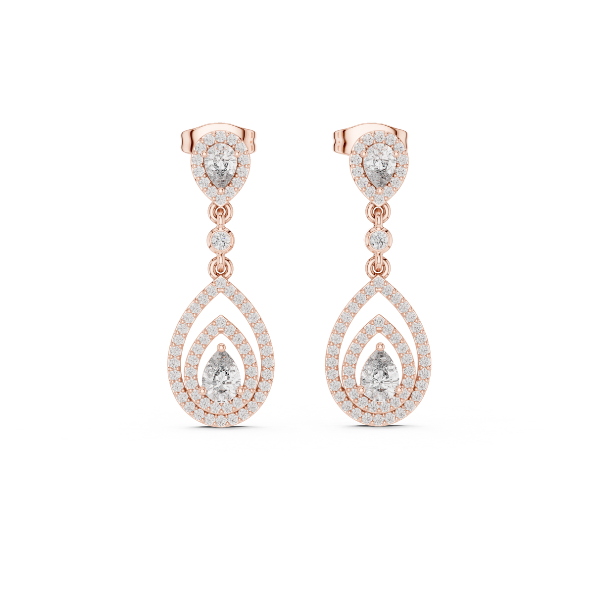 Luxury Pear Drop Diamond Earrings in 18K Gold