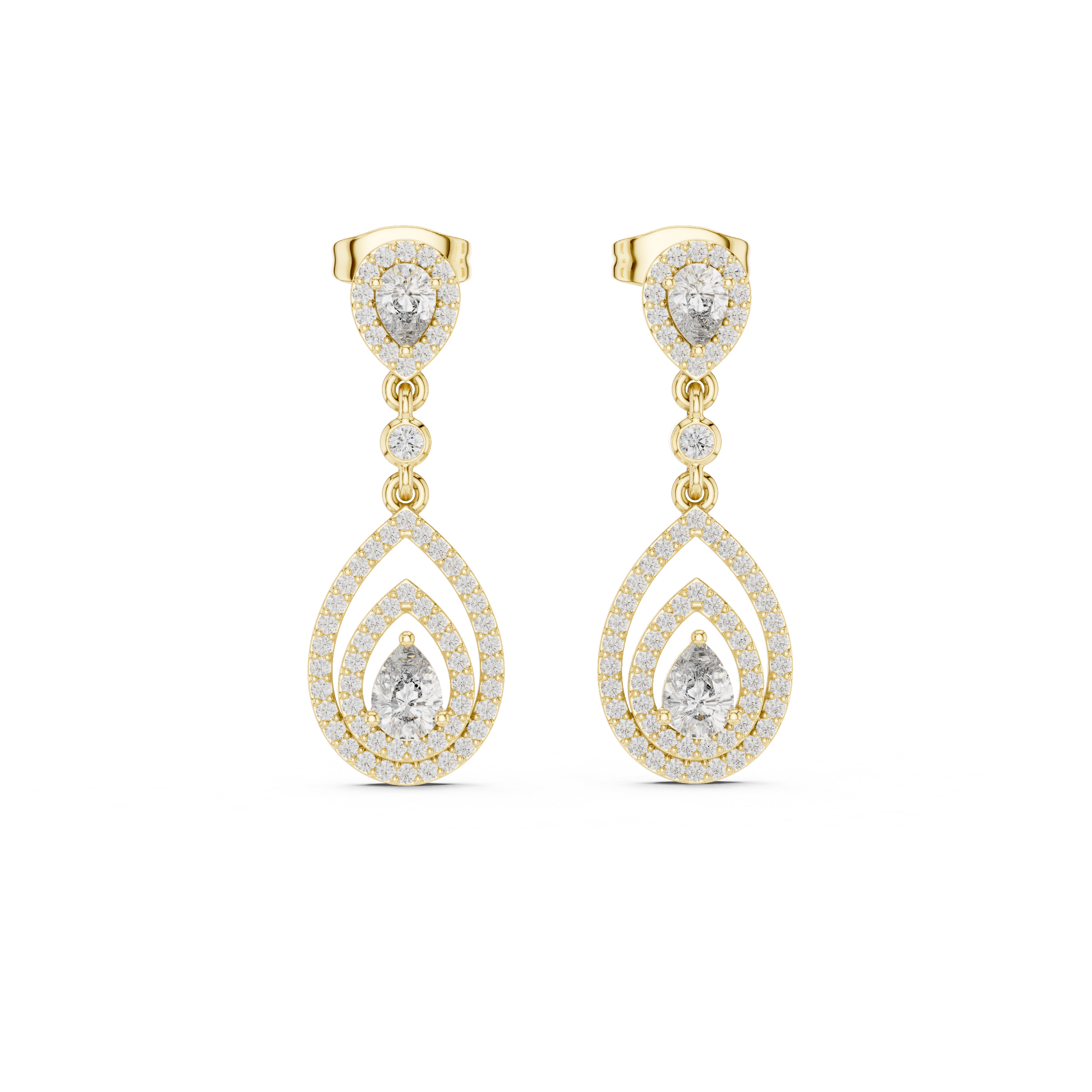 Luxury Pear Drop Diamond Earrings in 18K Gold