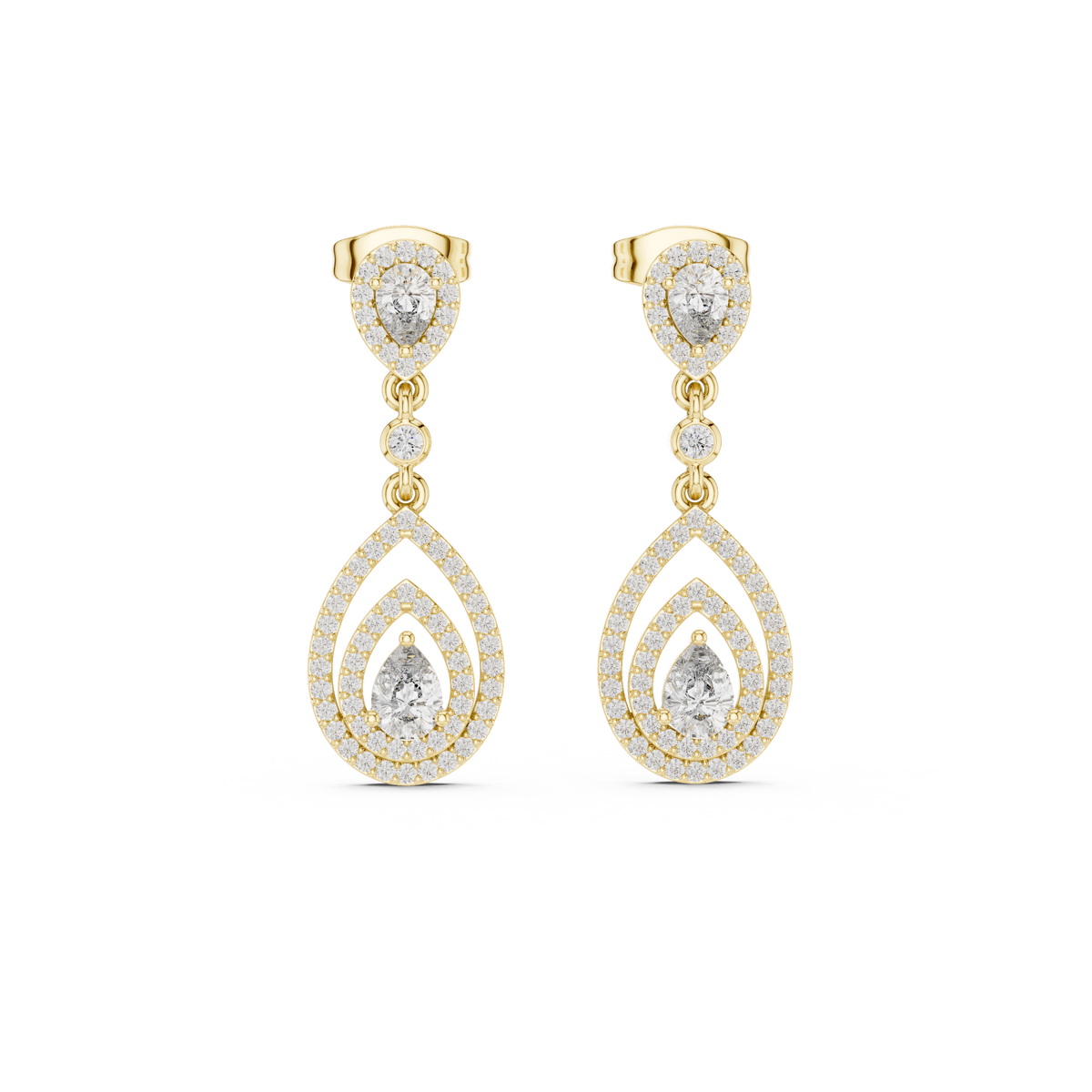 Luxury Pear Drop Diamond Earrings in 18K Gold