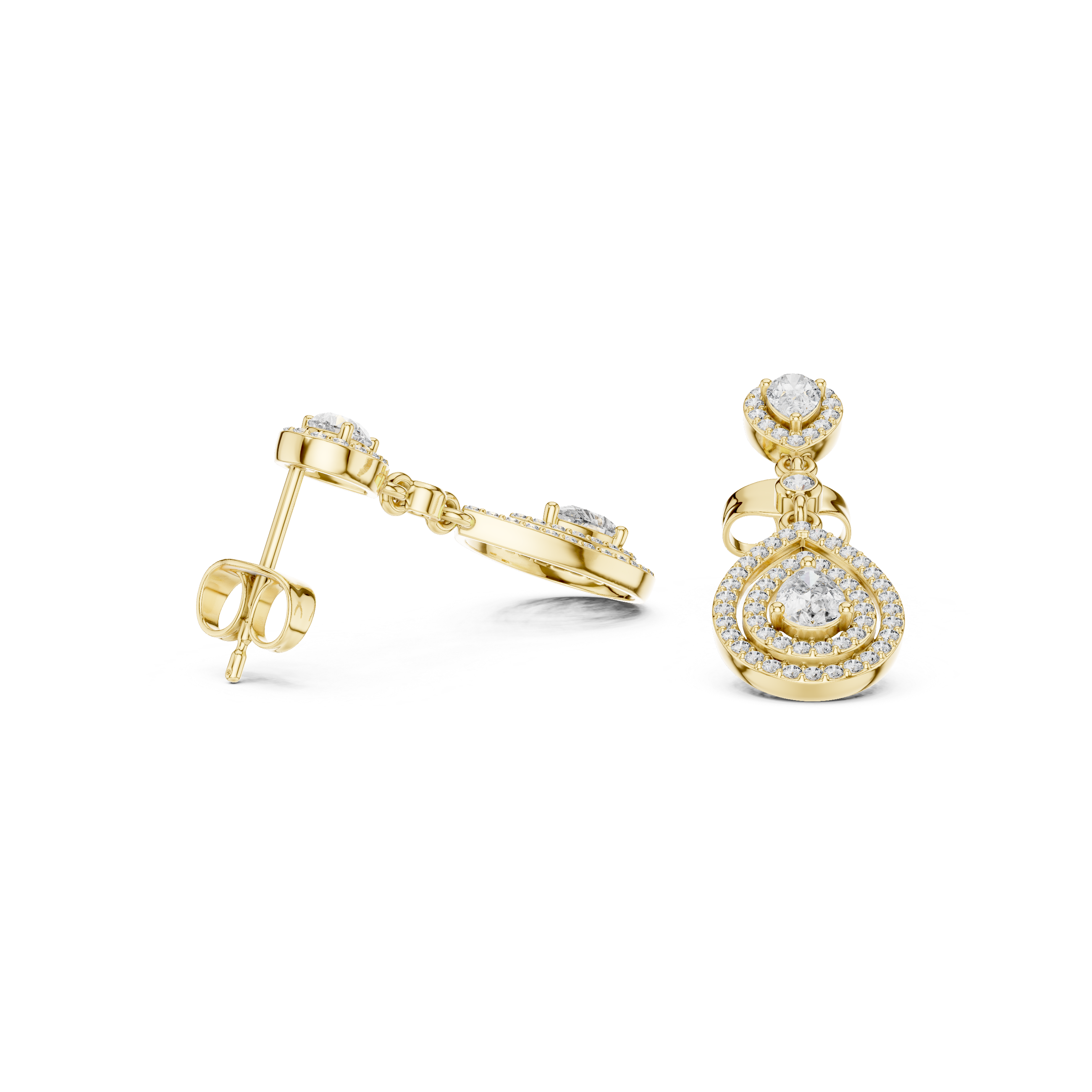 Luxury Pear Drop Diamond Earrings in 18K Gold