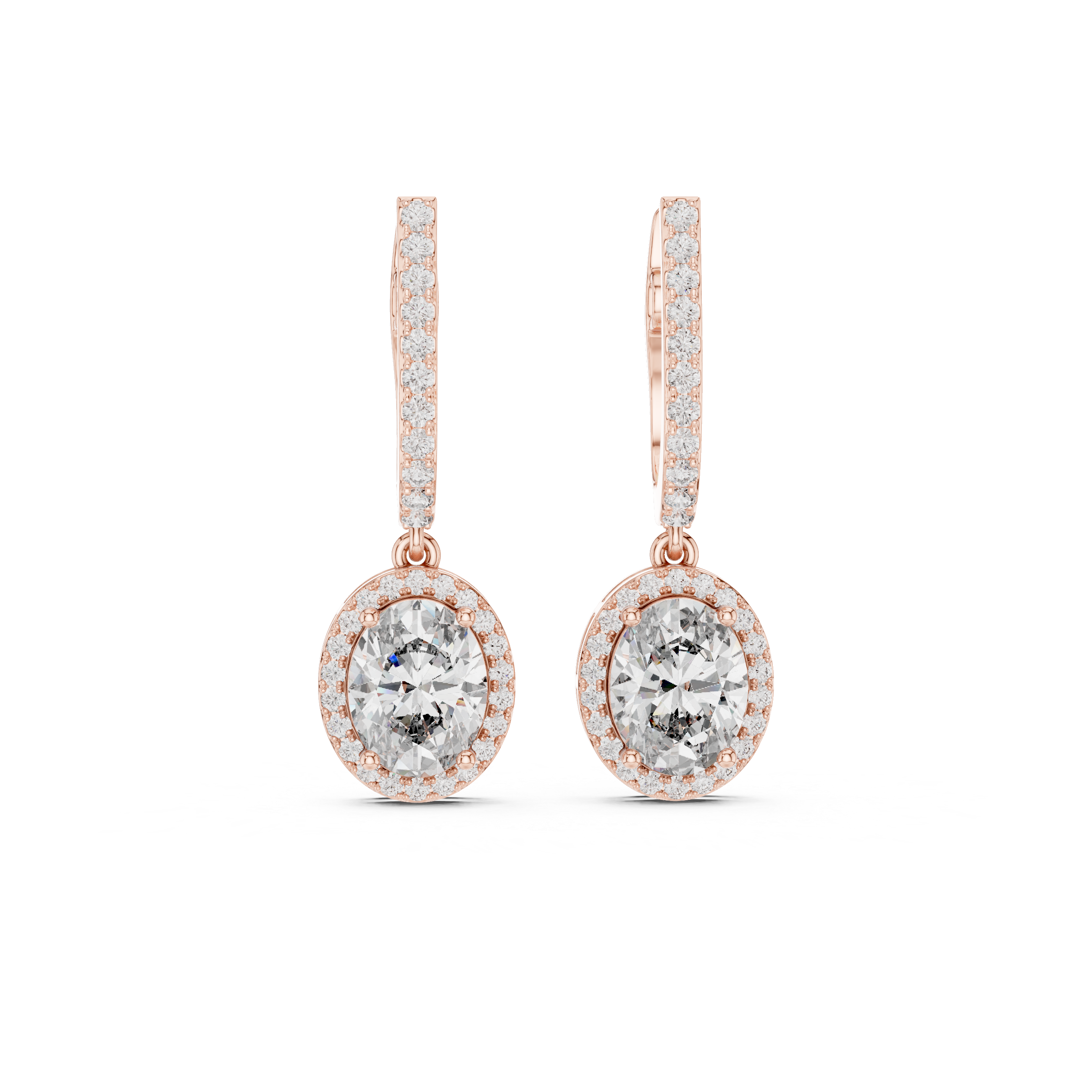 Luxury Oval Diamond Drop Earrings in 18K Gold