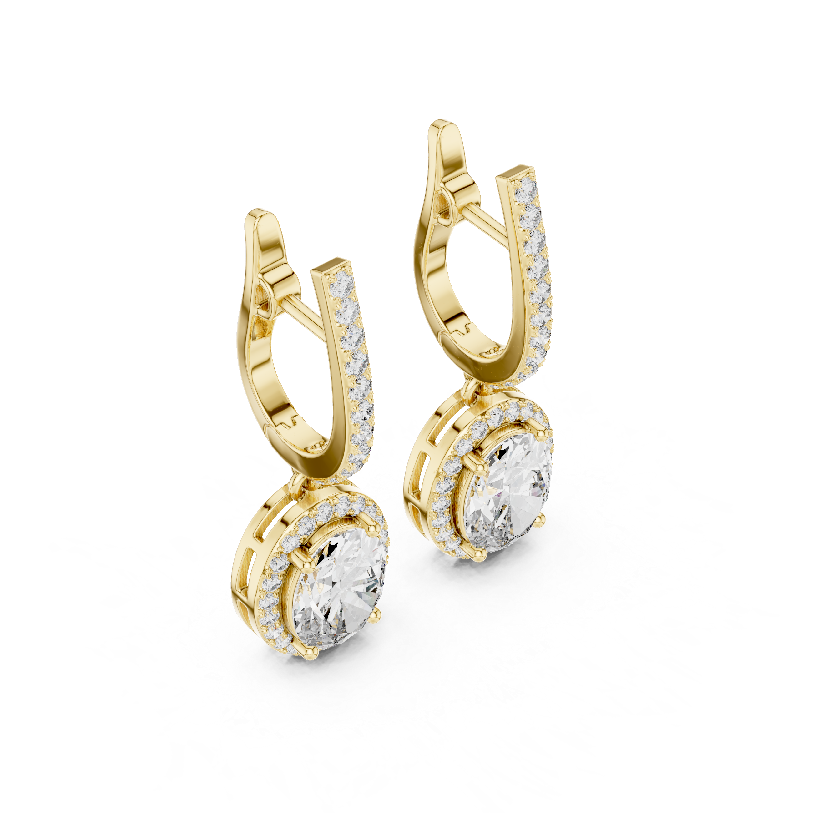 Luxury Oval Diamond Drop Earrings in 18K Gold