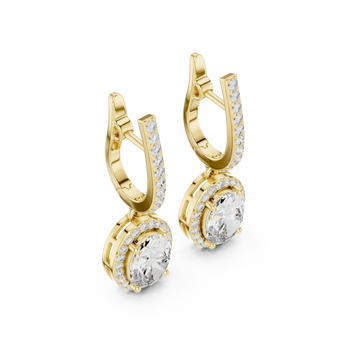 Luxury Oval Diamond Drop Earrings in 18K Gold