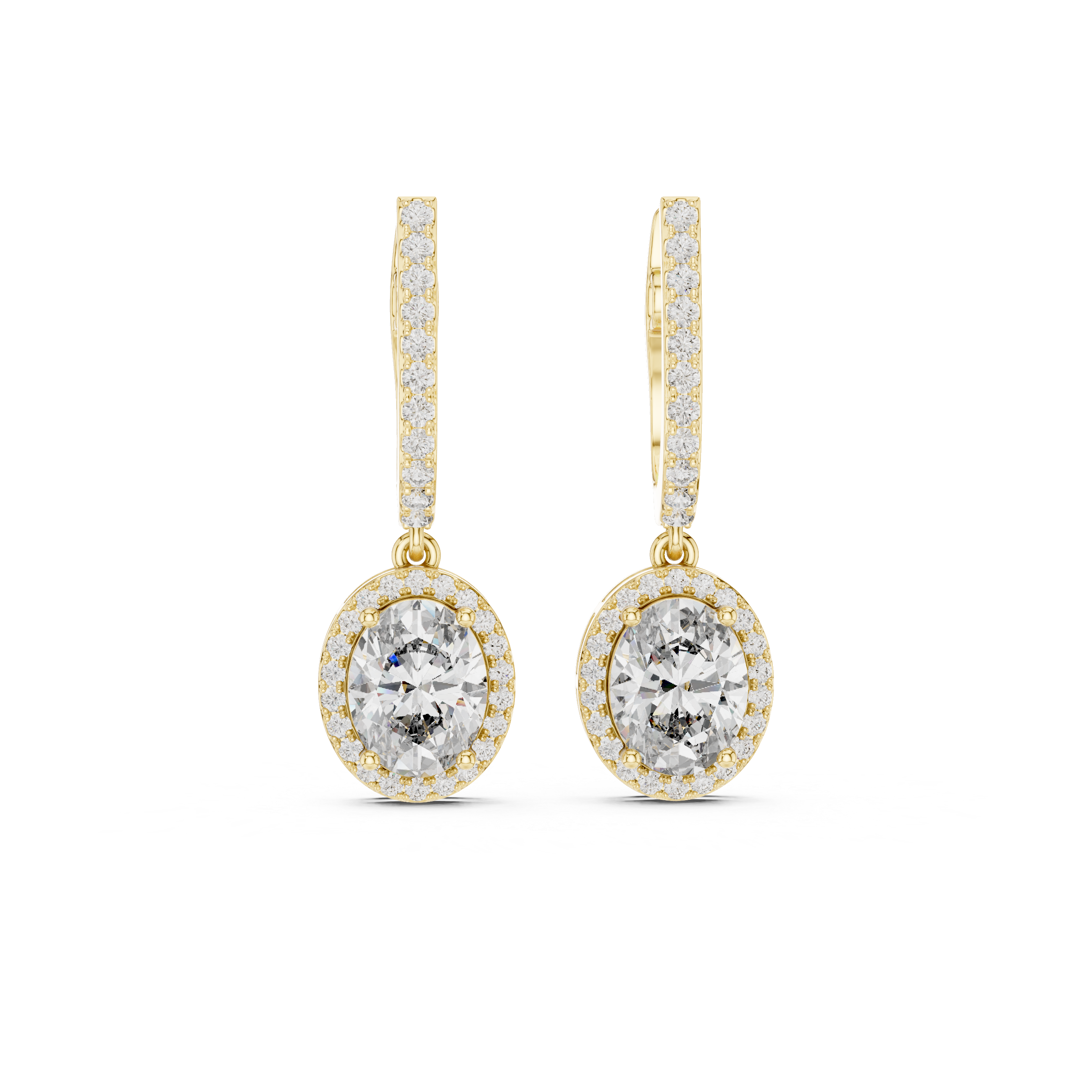 Luxury Oval Diamond Drop Earrings in 18K Gold