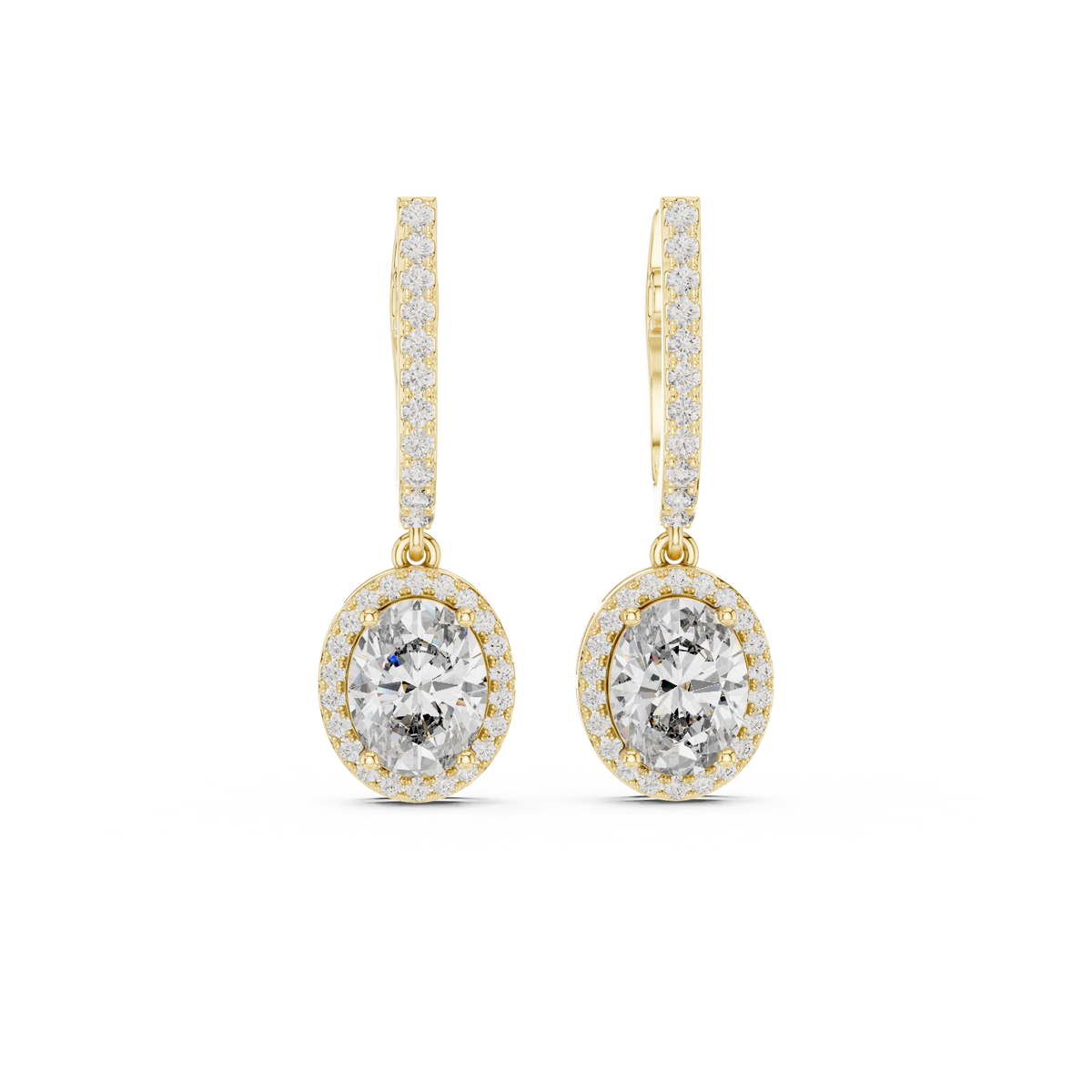 Luxury Oval Diamond Drop Earrings in 18K Gold