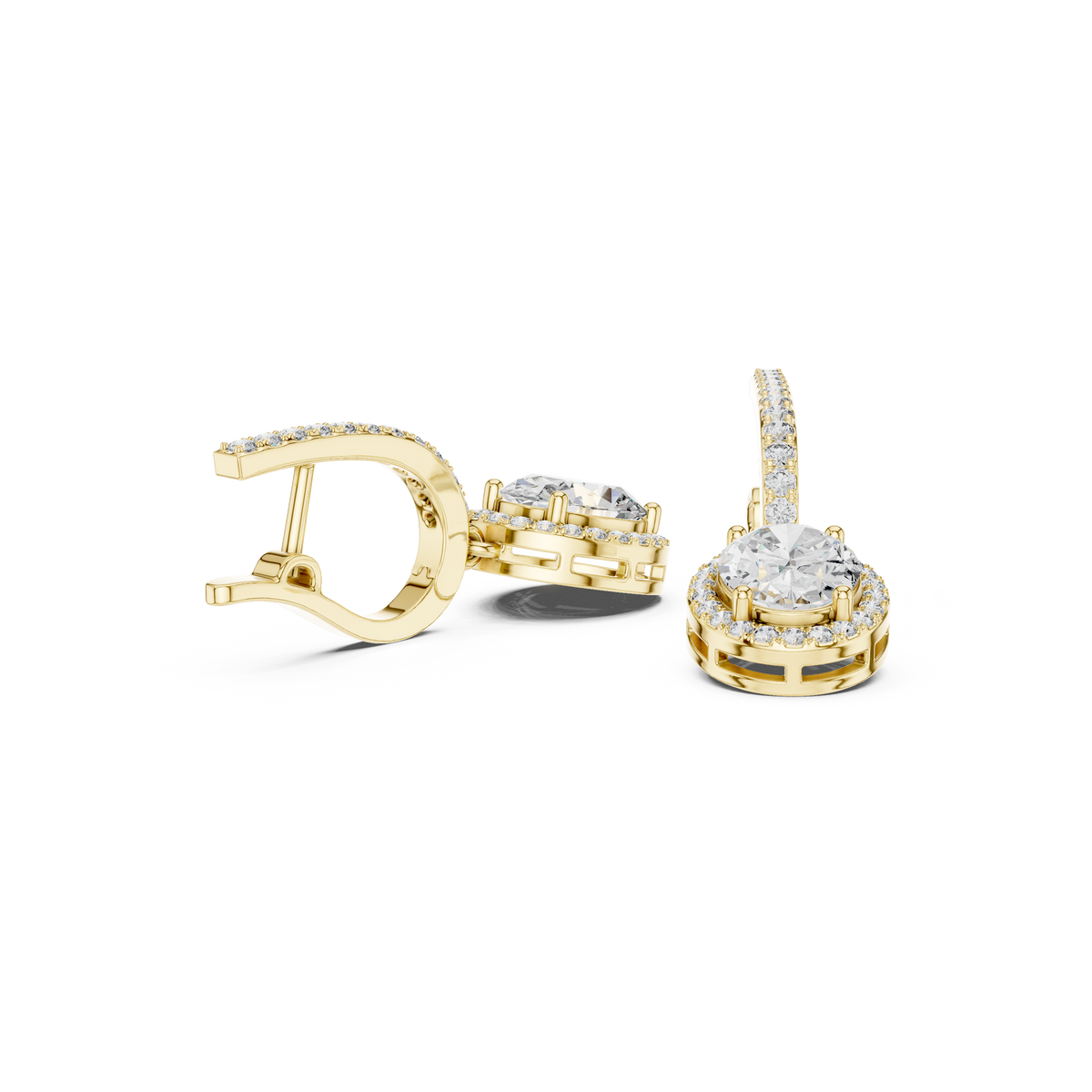 Luxury Oval Diamond Drop Earrings in 18K Gold