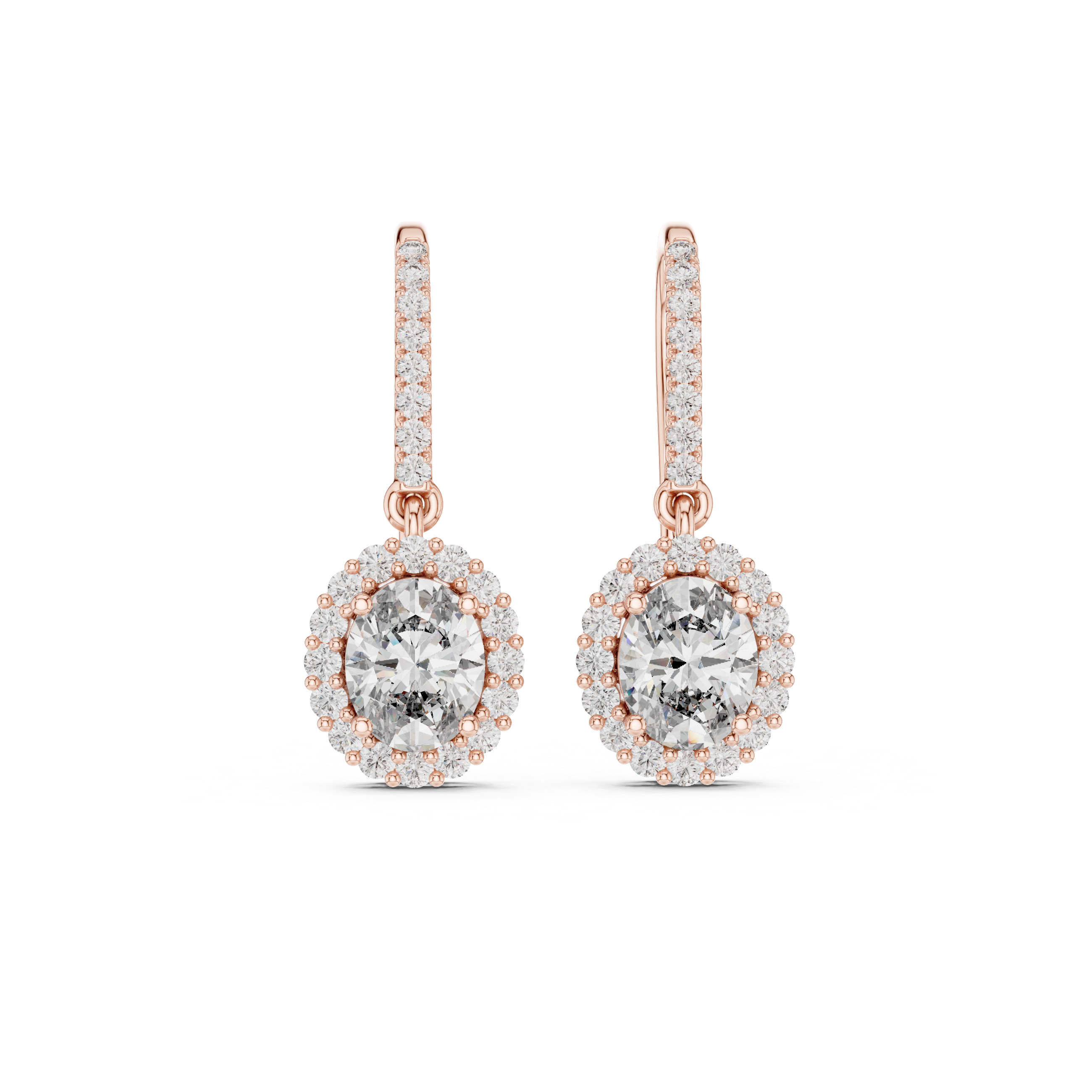 Luxury Oval Diamond Drop Earrings with Color Stone