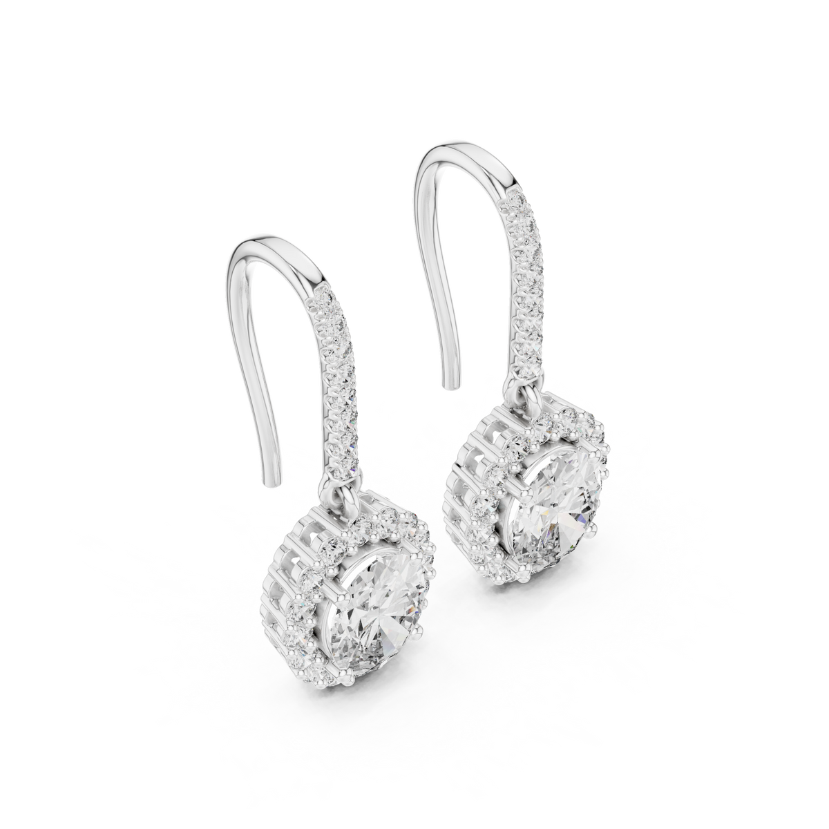 Luxury Oval Diamond Drop Earrings with Color Stone