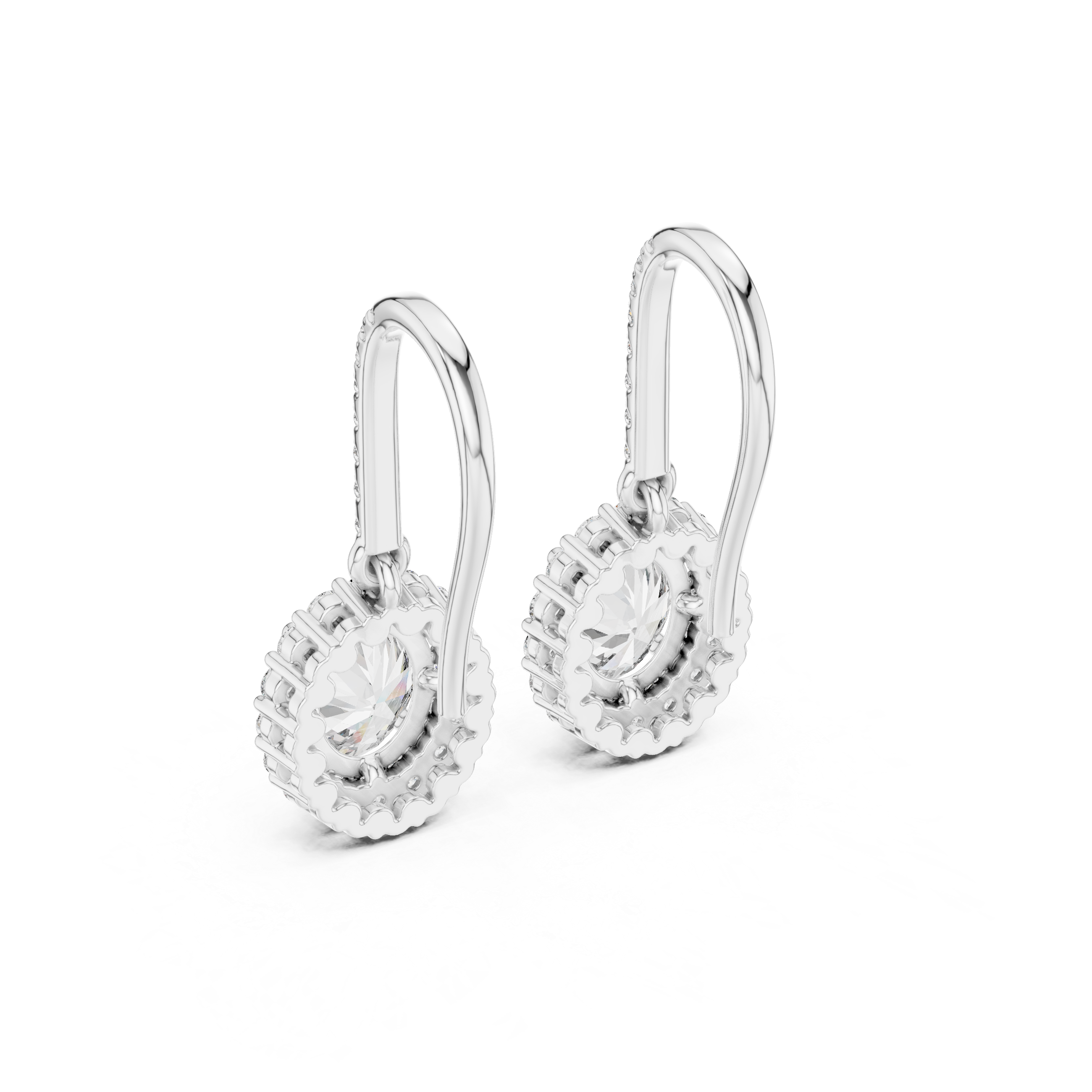 Luxury Oval Diamond Drop Earrings with Color Stone