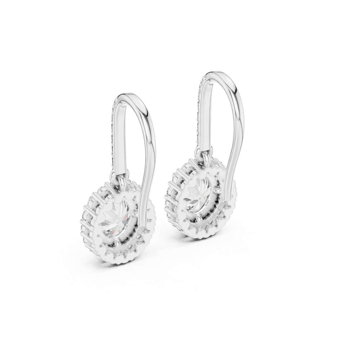 Luxury Oval Diamond Drop Earrings with Color Stone