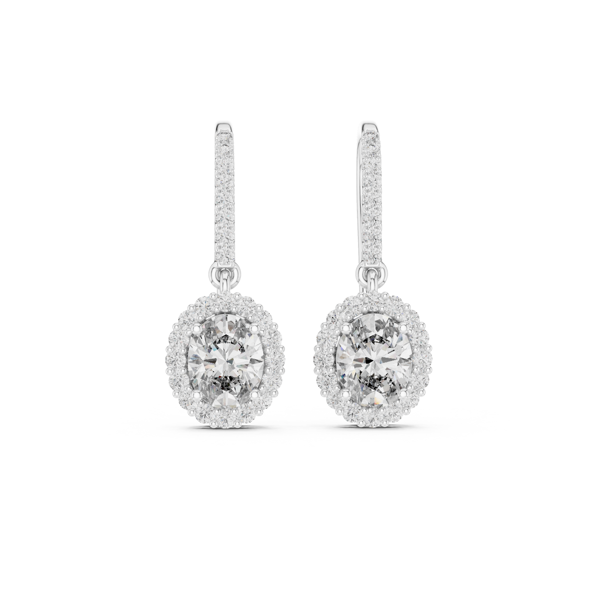 Luxury Oval Diamond Drop Earrings with Color Stone