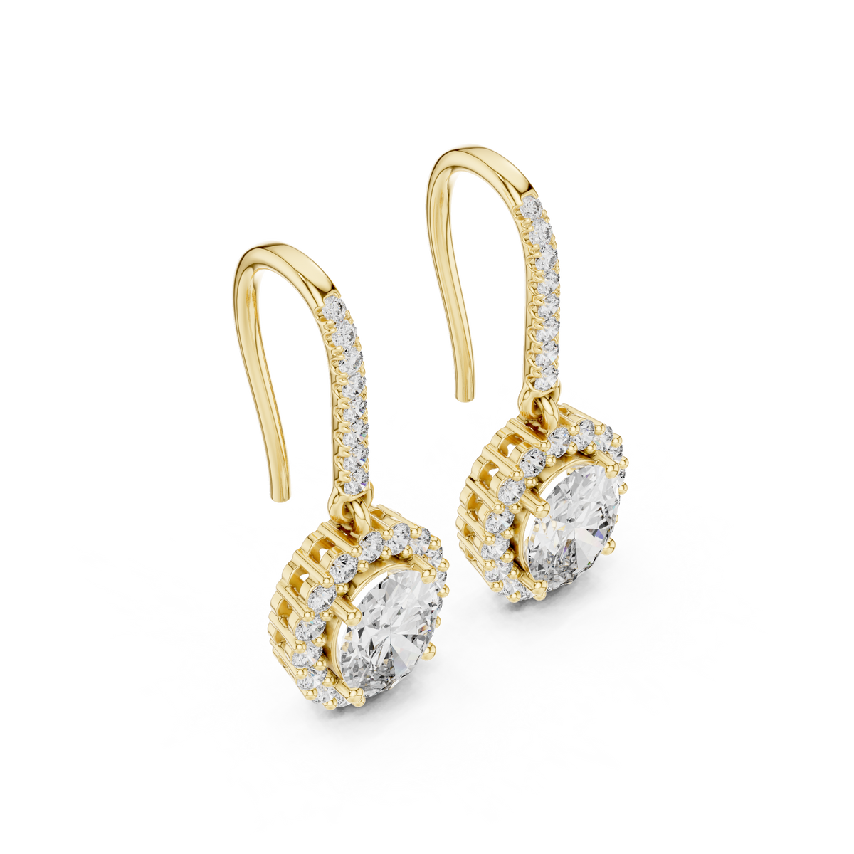 Luxury Oval Diamond Drop Earrings with Color Stone