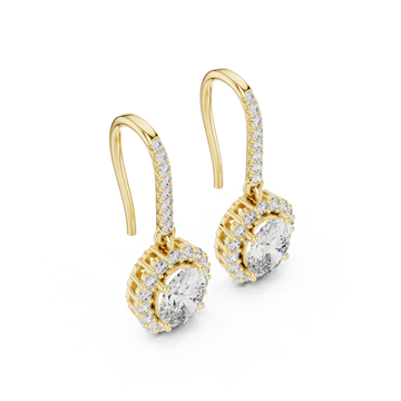 Luxury Oval Diamond Drop Earrings with Color Stone