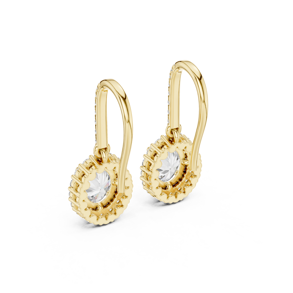 Luxury Oval Diamond Drop Earrings with Color Stone
