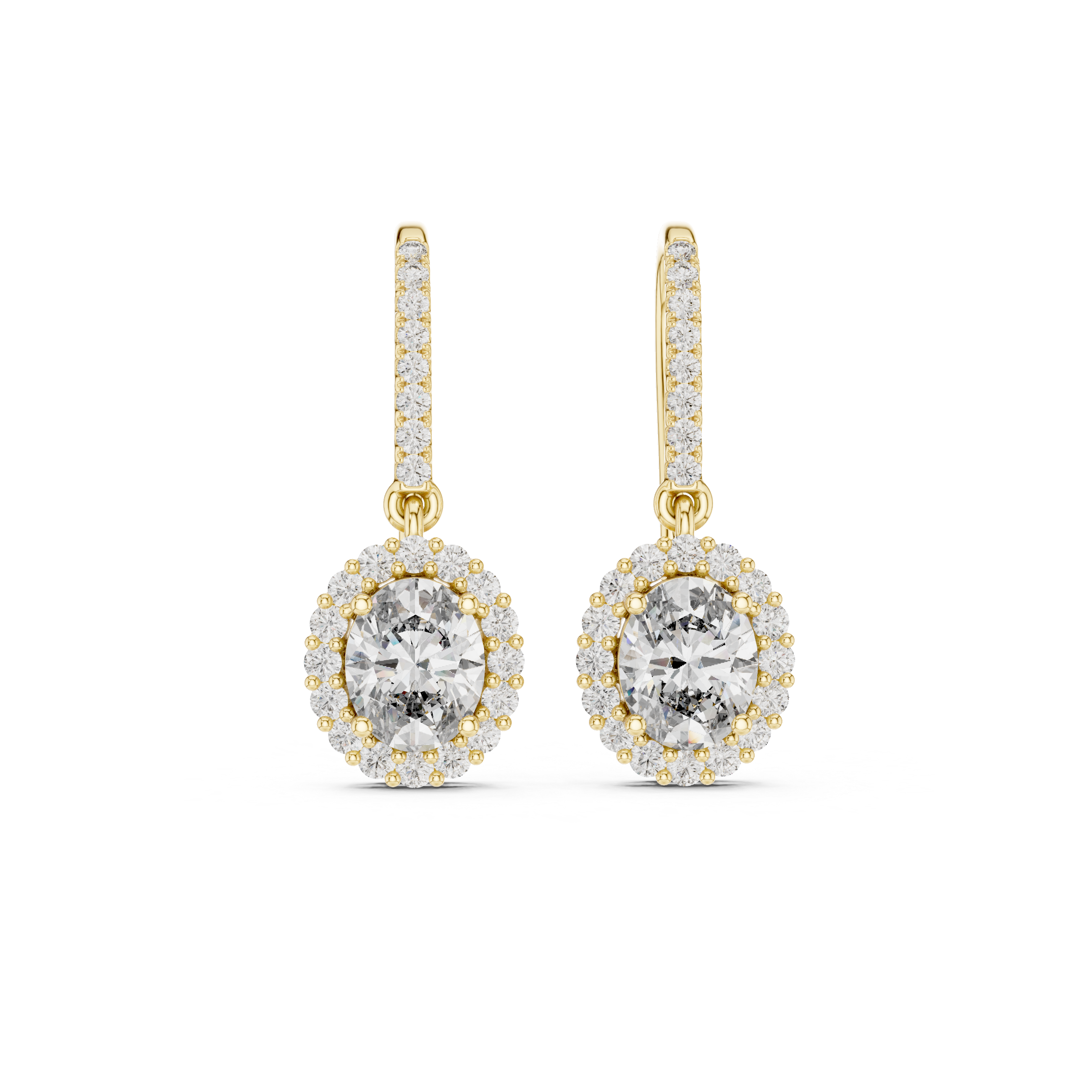 Luxury Oval Diamond Drop Earrings with Color Stone
