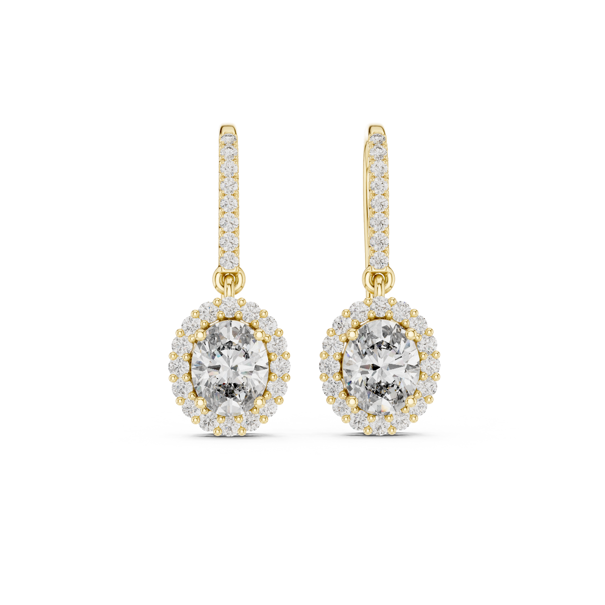 Luxury Oval Diamond Drop Earrings with Color Stone
