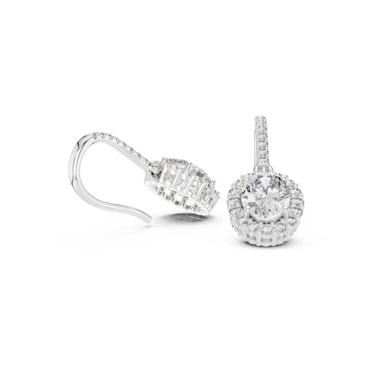 Luxury Oval Diamond Drop Earrings with Color Stone