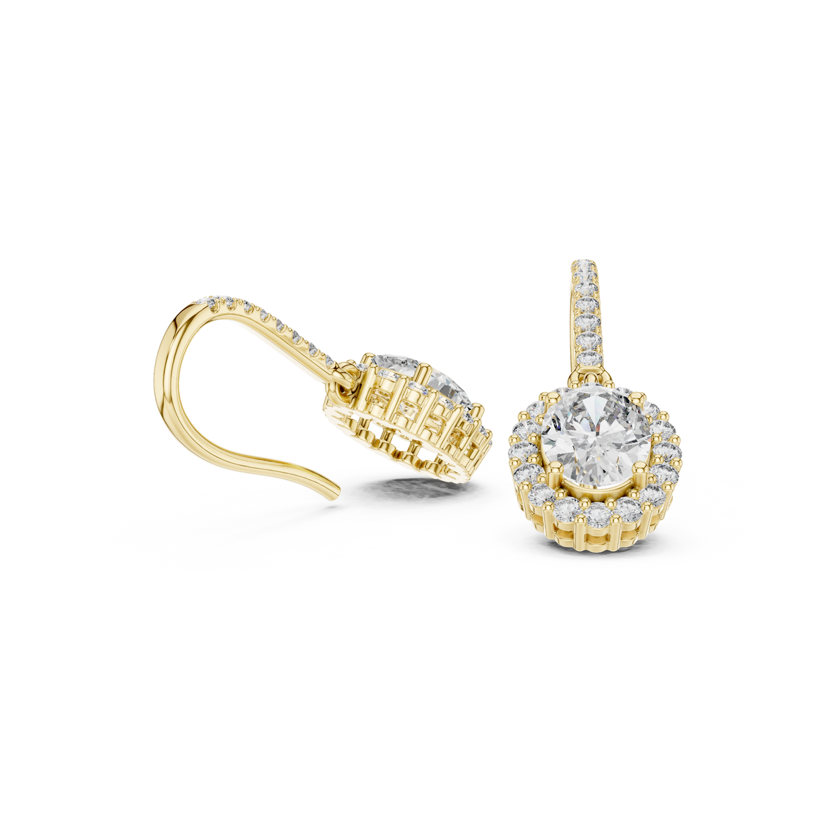 Luxury Oval Diamond Drop Earrings with Color Stone